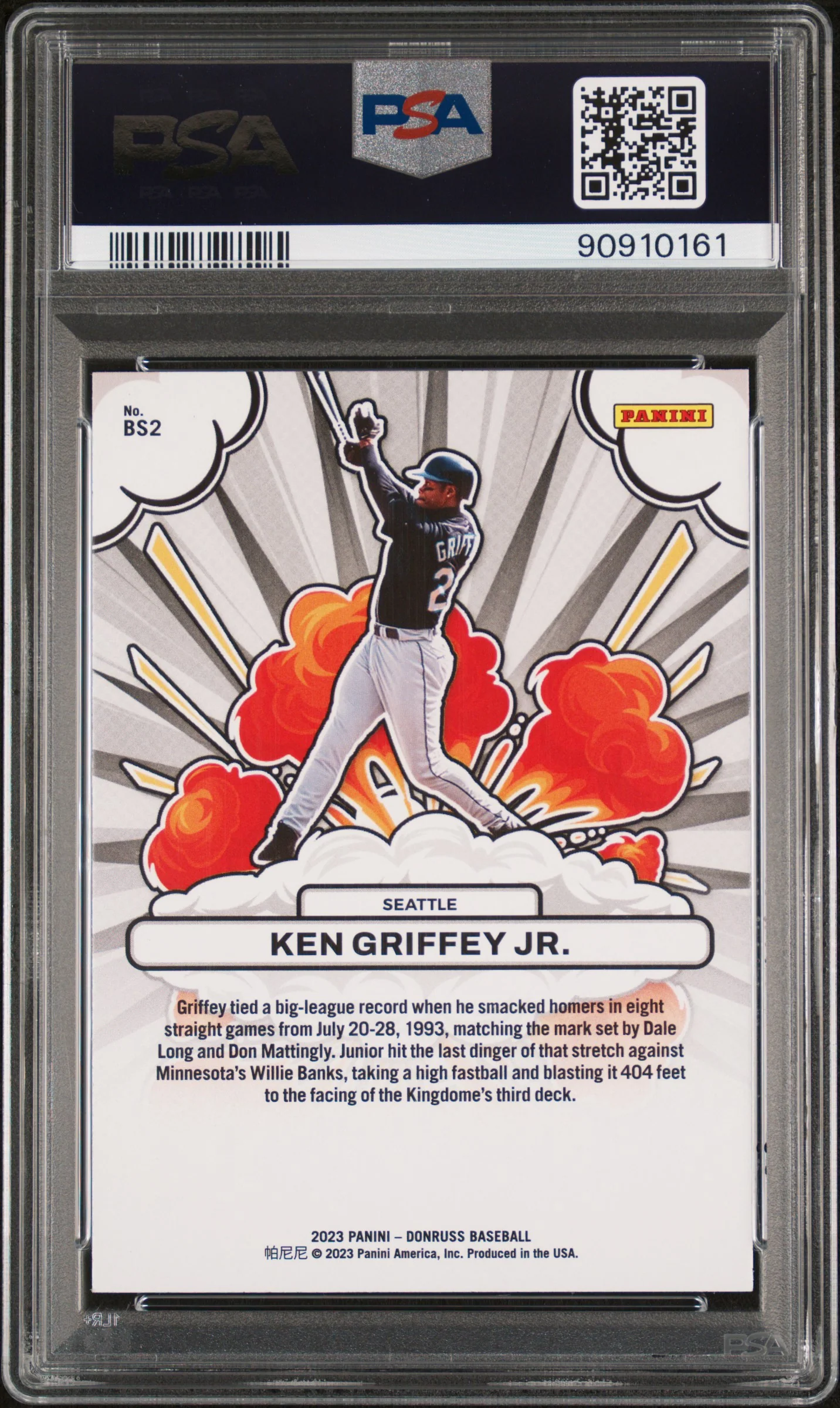 KEN GRIFFEY JR. | 2023 PANINI DONRUSS BOMB SQUAD BS2 | BOMB SQUAD-RAPTURE | PSA GEM MT 10 - Image 2