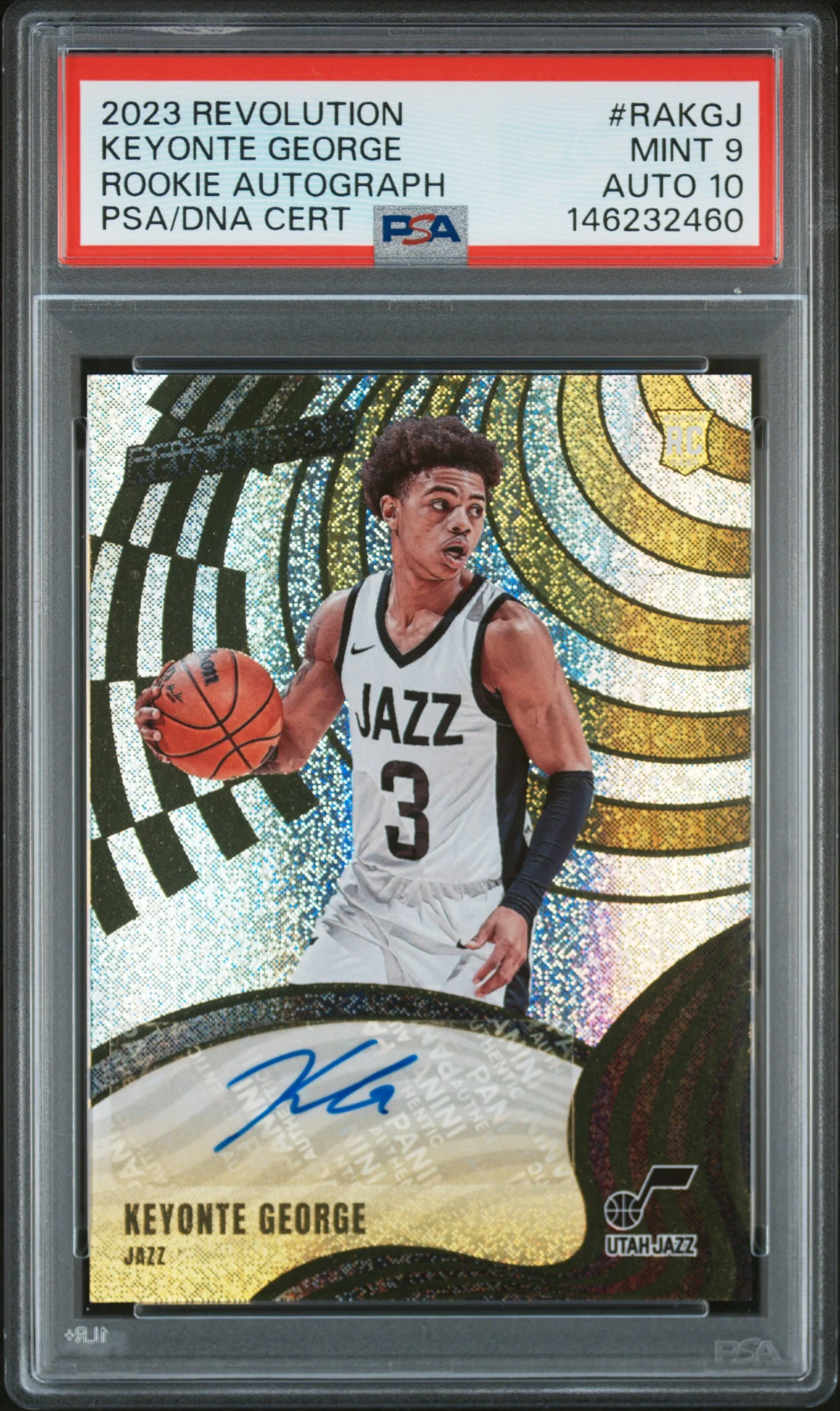 KEYONTE GEORGE | 2023 PANINI REVOLUTION ROOKIE AUTOGRAPHS RAKGJ | PSA MINT 9