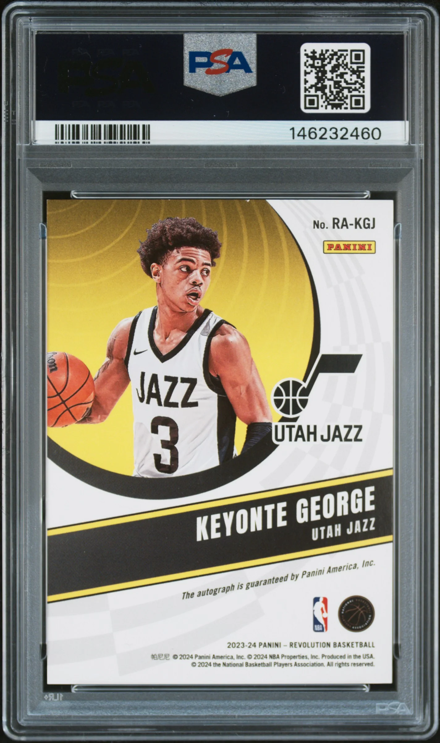 KEYONTE GEORGE | 2023 PANINI REVOLUTION ROOKIE AUTOGRAPHS RAKGJ | PSA MINT 9 - Image 2