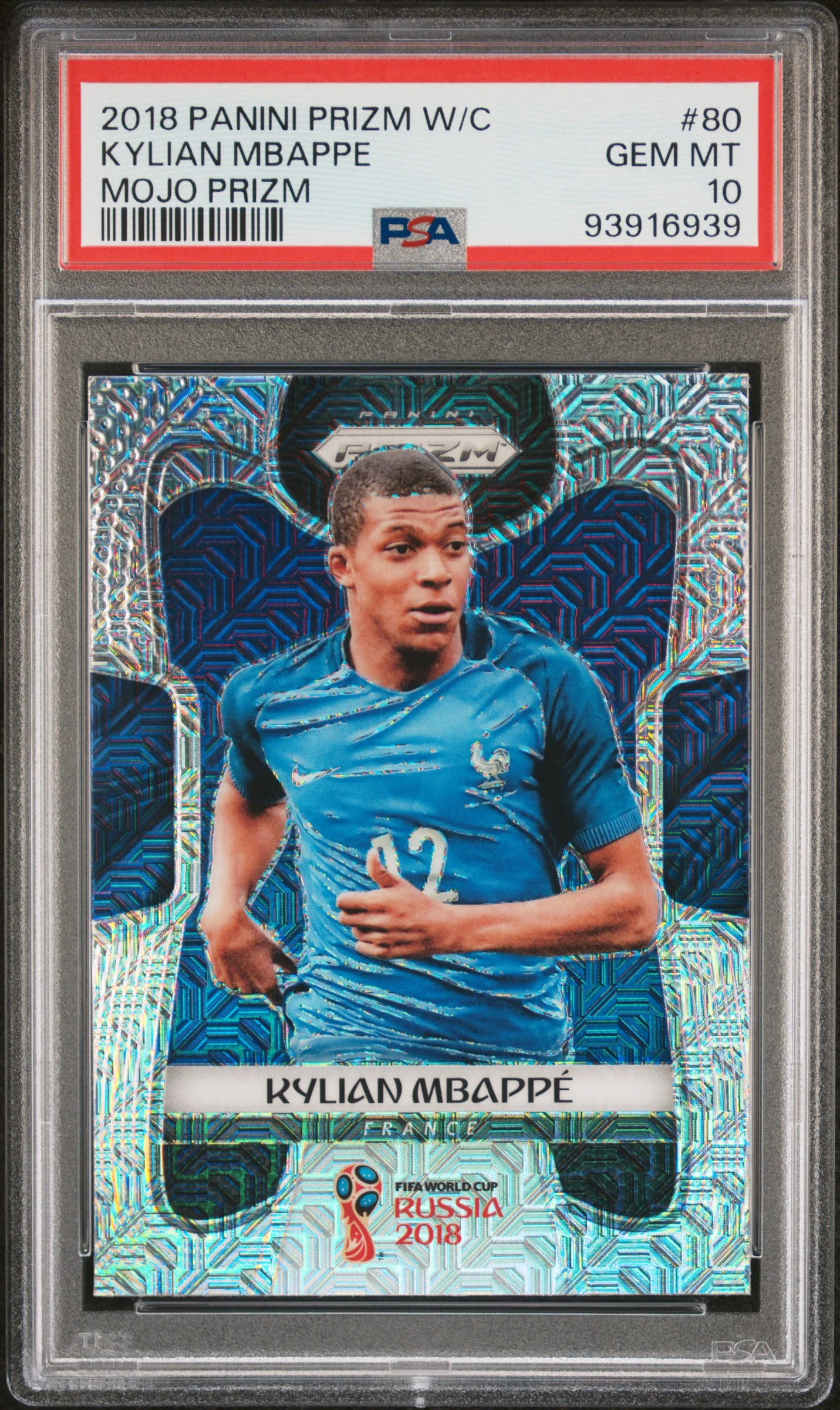 KYLIAN MBAPPE | 2018 PANINI PRIZM WORLD CUP 80 | MOJO PRIZM | PSA GEM MT 10
