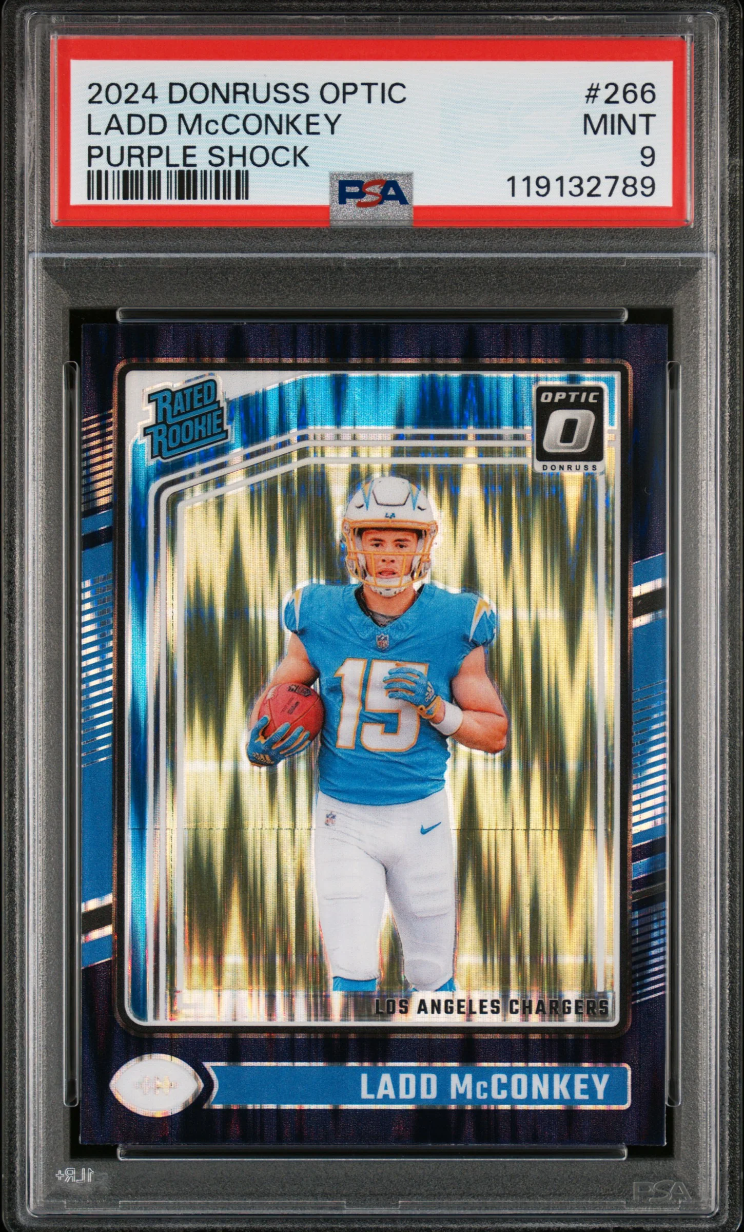 LADD McCONKEY | 2024 PANINI DONRUSS OPTIC 266 | PURPLE SHOCK | PSA MINT 9