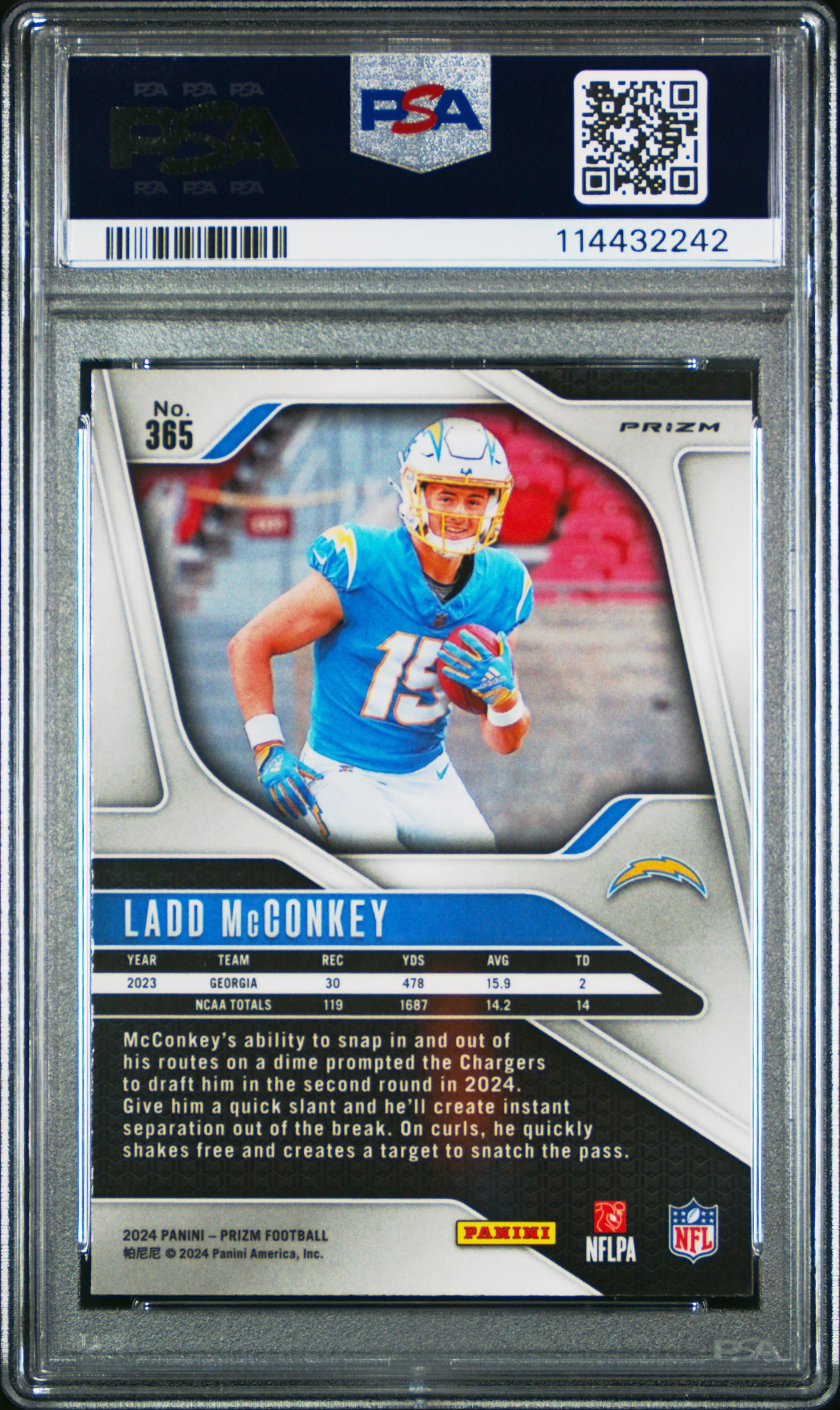 LADD McCONKEY | 2024 PANINI PRIZM 365 | SILVER PRIZM | PSA GEM MT 10 - Image 2