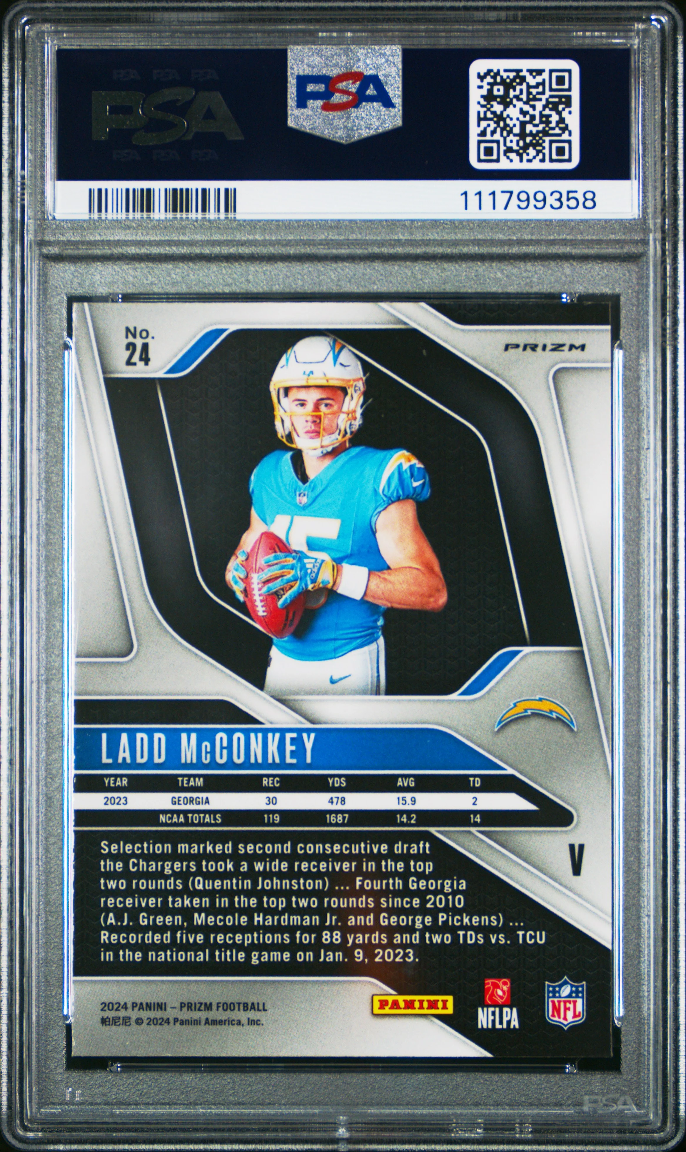 LADD McCONKEY | 2024 PANINI PRIZM ROOKIE VARIATION 24 | PSA GEM MT 10 - Image 2