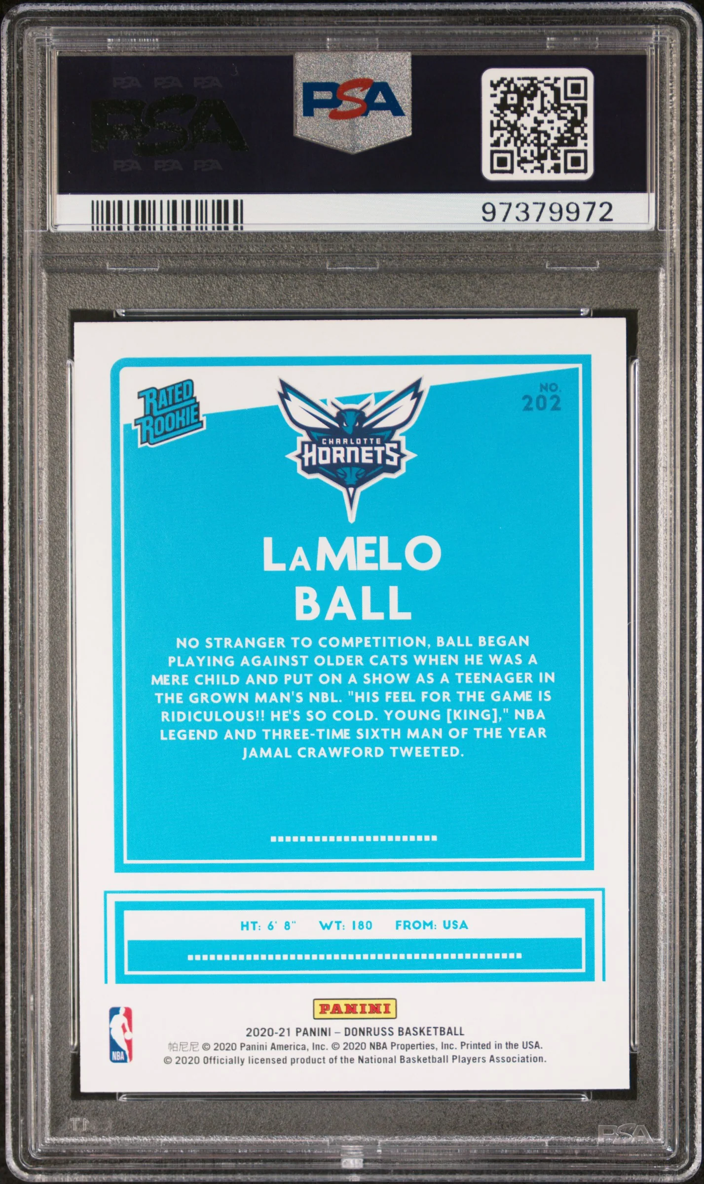 LaMELO BALL | 2020 PANINI DONRUSS 202 | PSA MINT 9 - Image 2