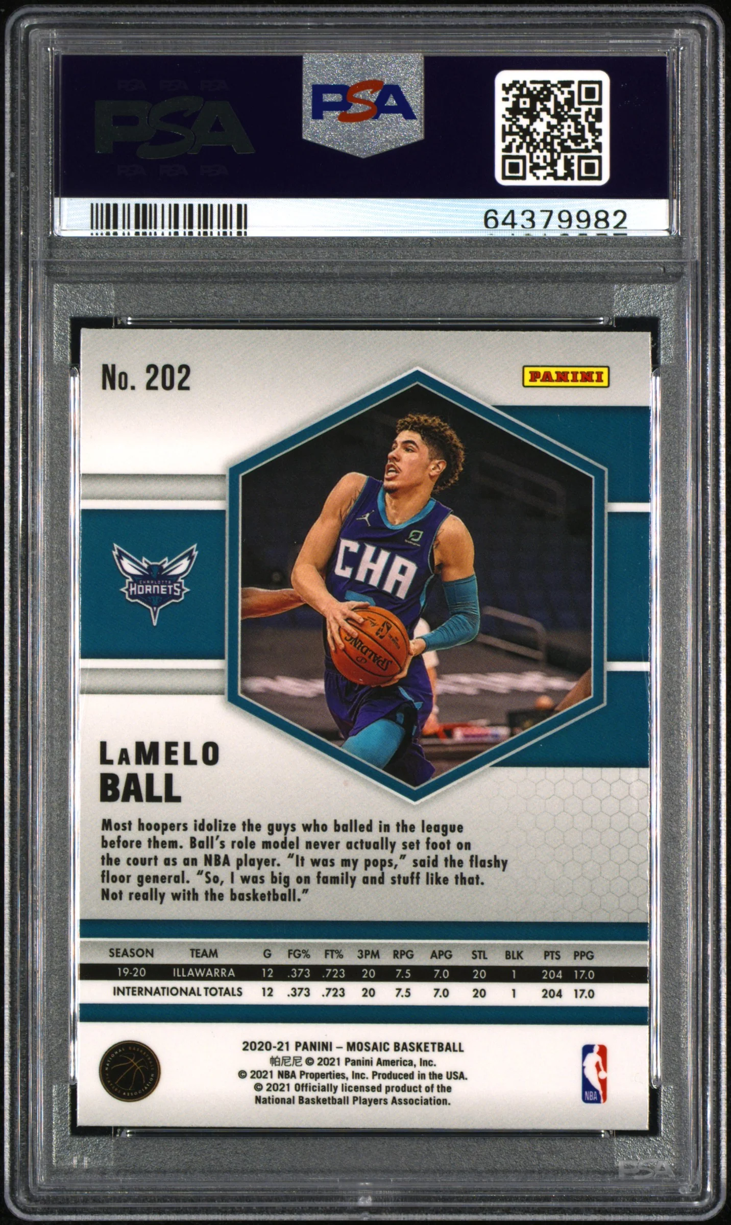 LaMELO BALL | 2020 PANINI MOSAIC 202 | SILVER | PSA GEM MT 10 - Image 2