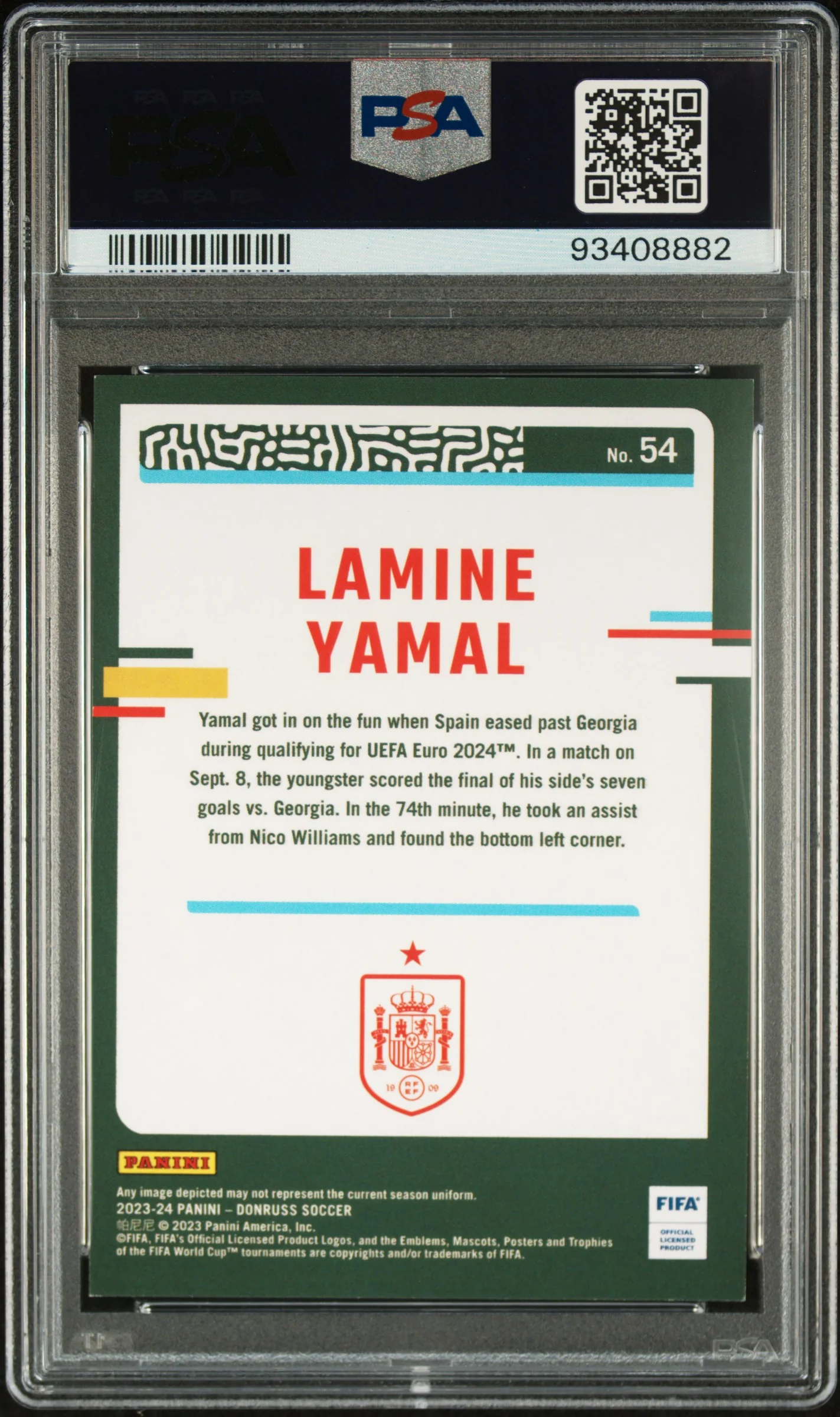 LAMINE YAMAL | 2023-24 PANINI DONRUSS FIFA 54 | TEAL | PSA MINT 9 - Image 2