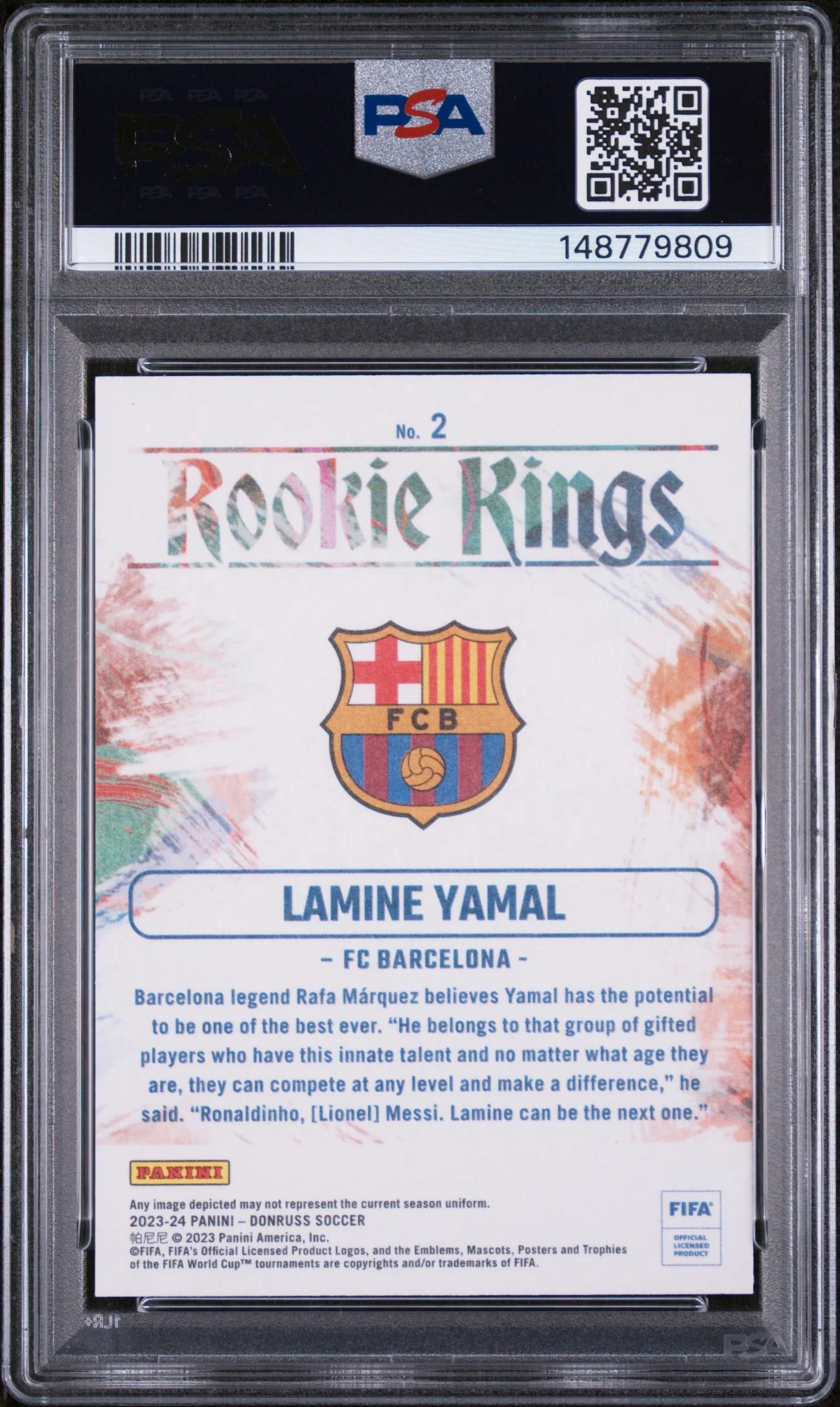 LAMINE YAMAL | 2023-24 PANINI DONRUSS FIFA ROOKIE KINGS 2 | PSA MINT 9 - Image 2