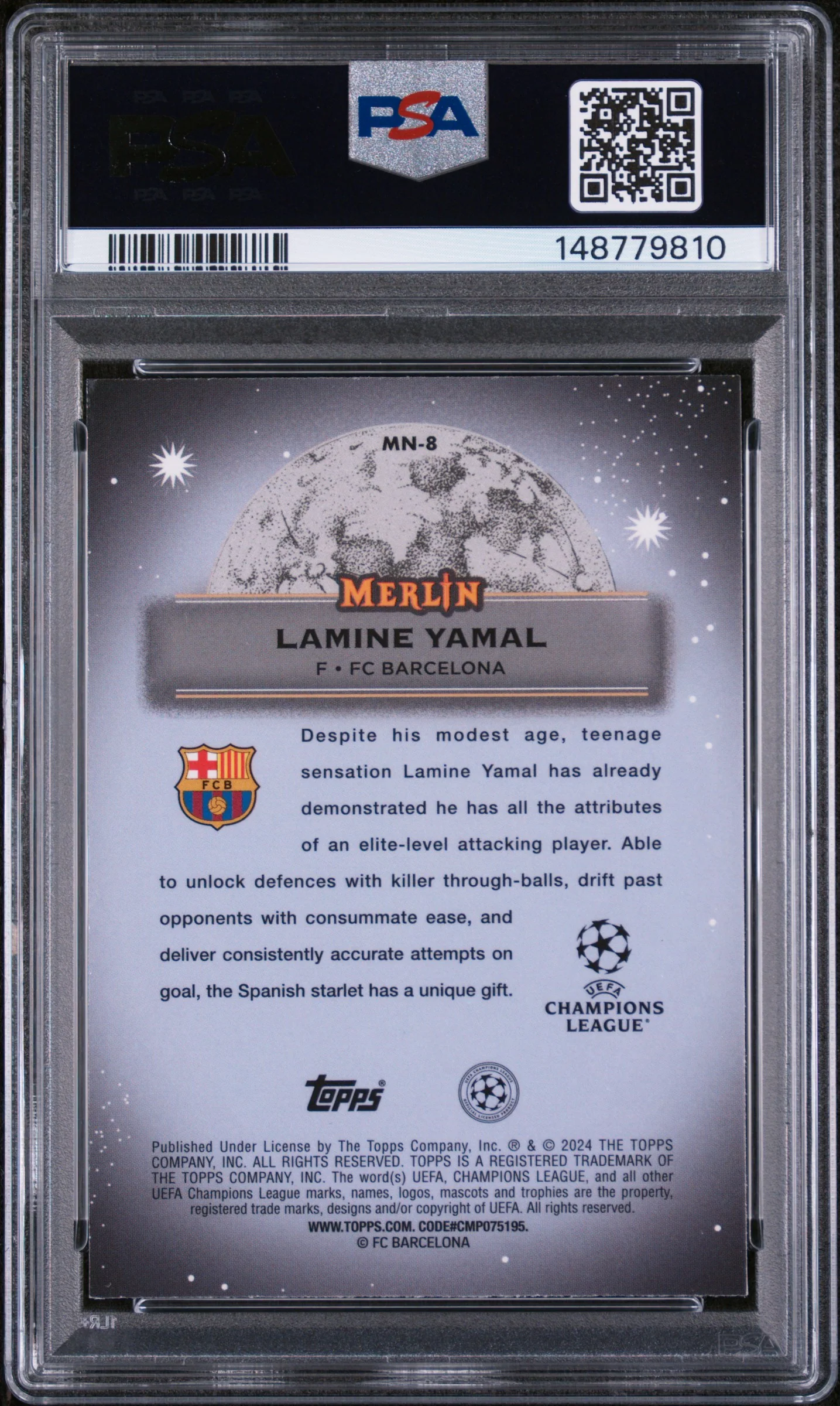 LAMINE YAMAL | 2023-24 TOPPS MERLIN UEFA CLUB COMPETITIONS MYSTIC NIGHTS MN8 | PSA MINT 9 - Image 2