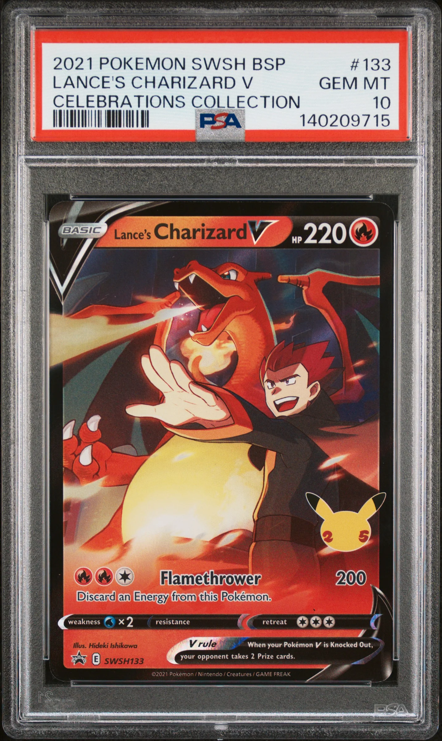 LANCE'S CHARIZARD V | 2021 POKEMON SWSH BLACK STAR PROMO 133 | CELEBRATIONS COLLECTION | PSA GEM MT 10