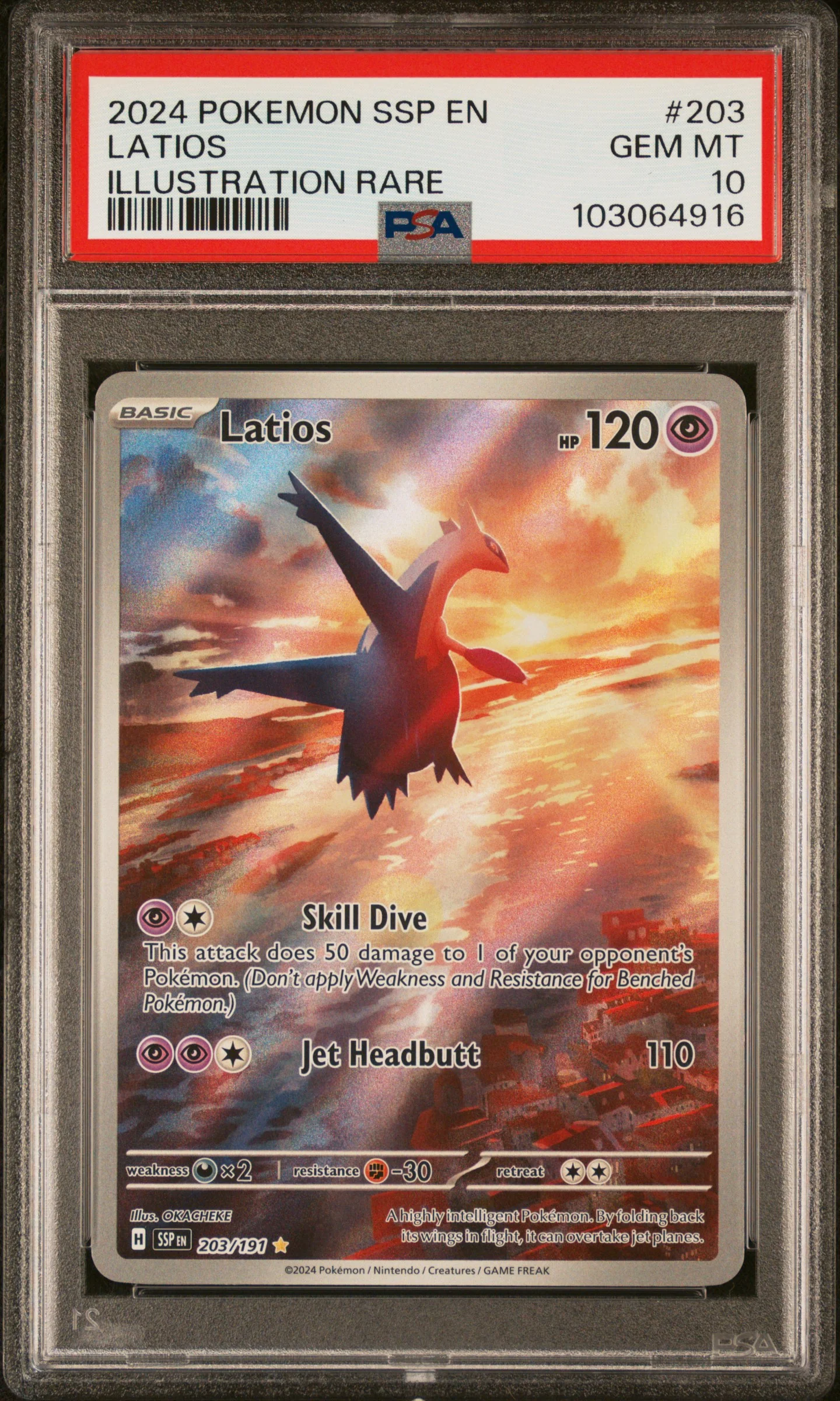 LATIOS | 2024 POKEMON SSP EN-SURGING SPARKS 203 | ILLUSTRATION RARE | PSA GEM MT 10