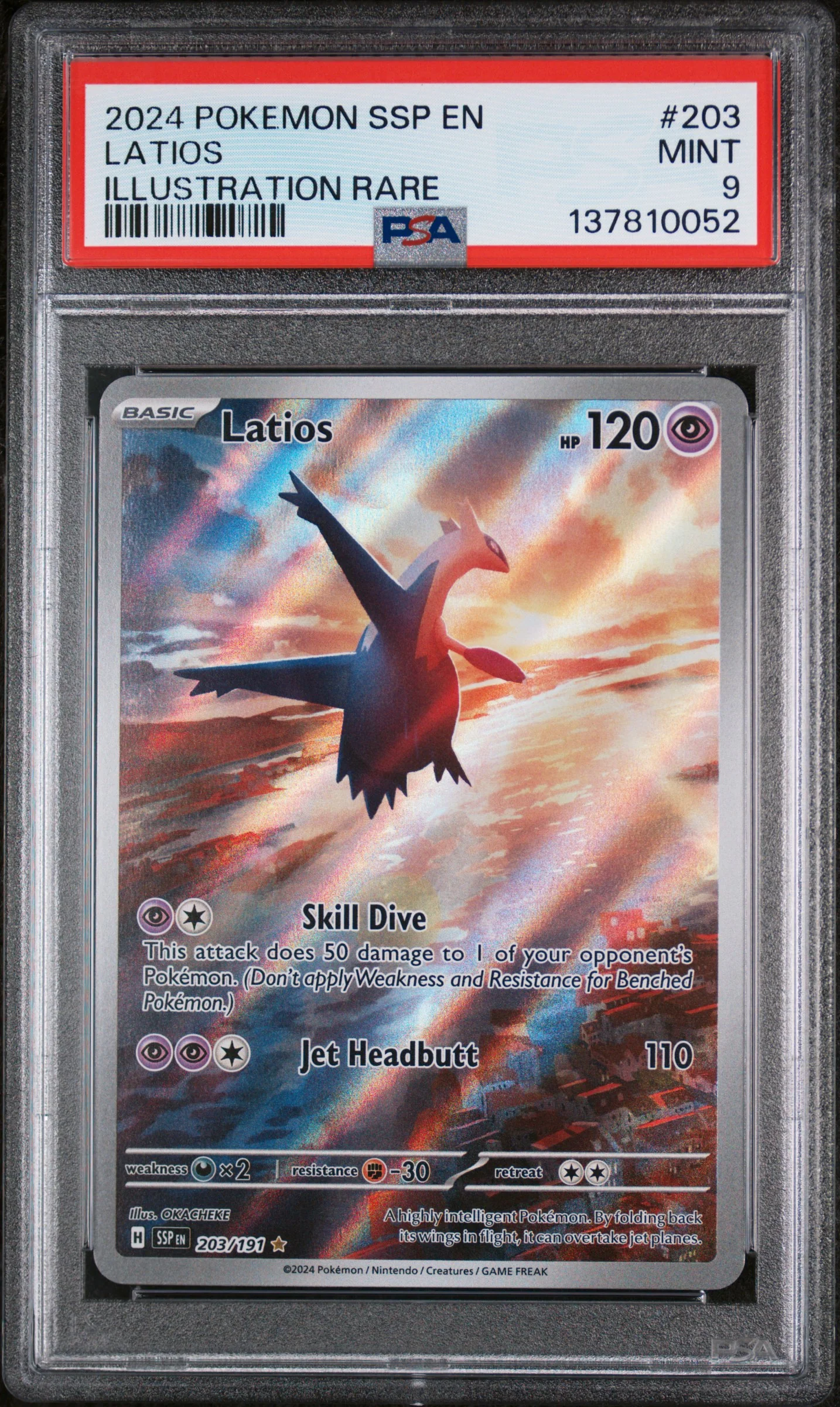 LATIOS | 2024 POKEMON SSP EN-SURGING SPARKS 203 | ILLUSTRATION RARE | PSA MINT 9