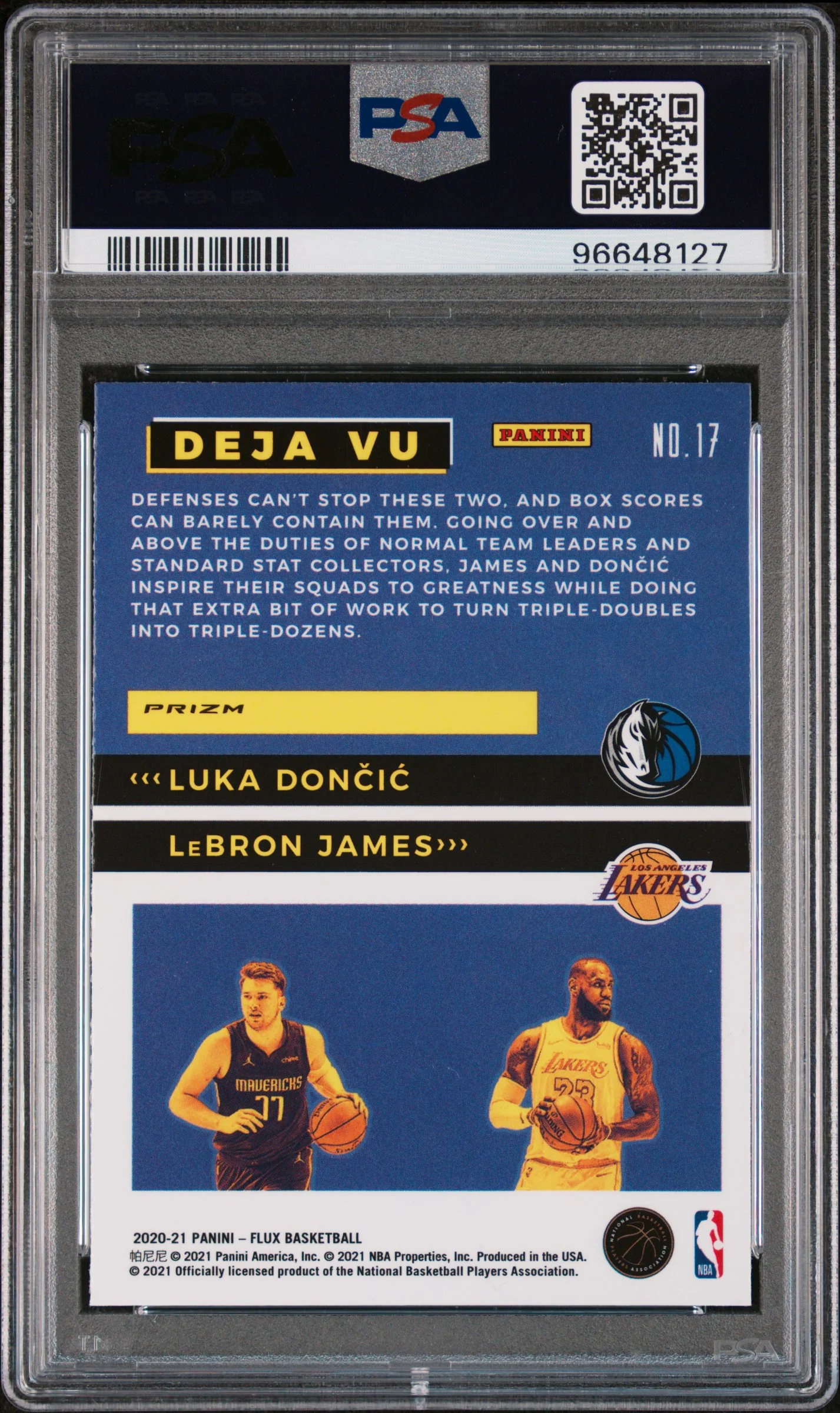 L.DONCIC/L.JAMES | 2020 PANINI FLUX DEJA VU 17 | DEJA VU-SILVER | PSA MINT 9 - Image 2