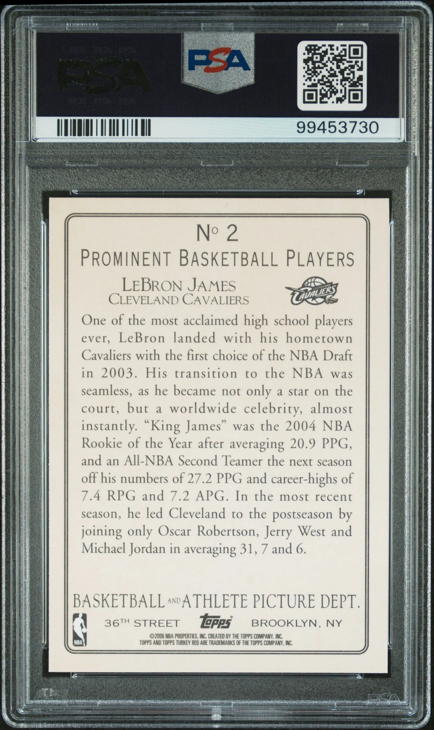 LeBRON JAMES | 2006 TOPPS TURKEY RED 2 | PSA NM-MT 8 - Image 2