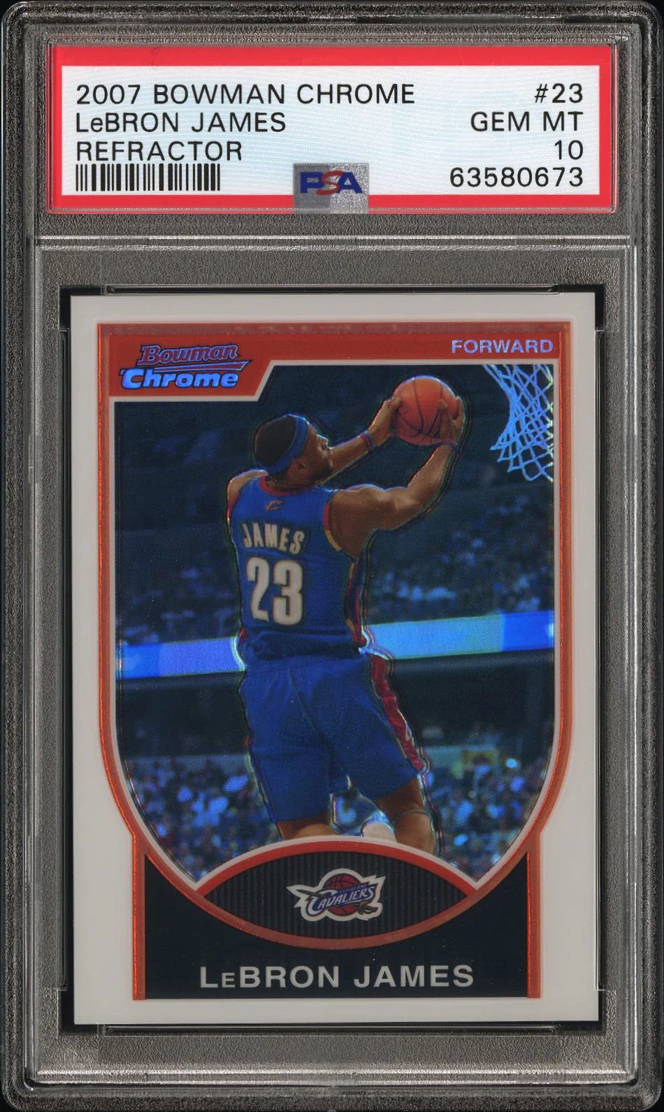 LeBRON JAMES | 2007 BOWMAN CHROME 23 | REFRACTOR | PSA GEM MT 10