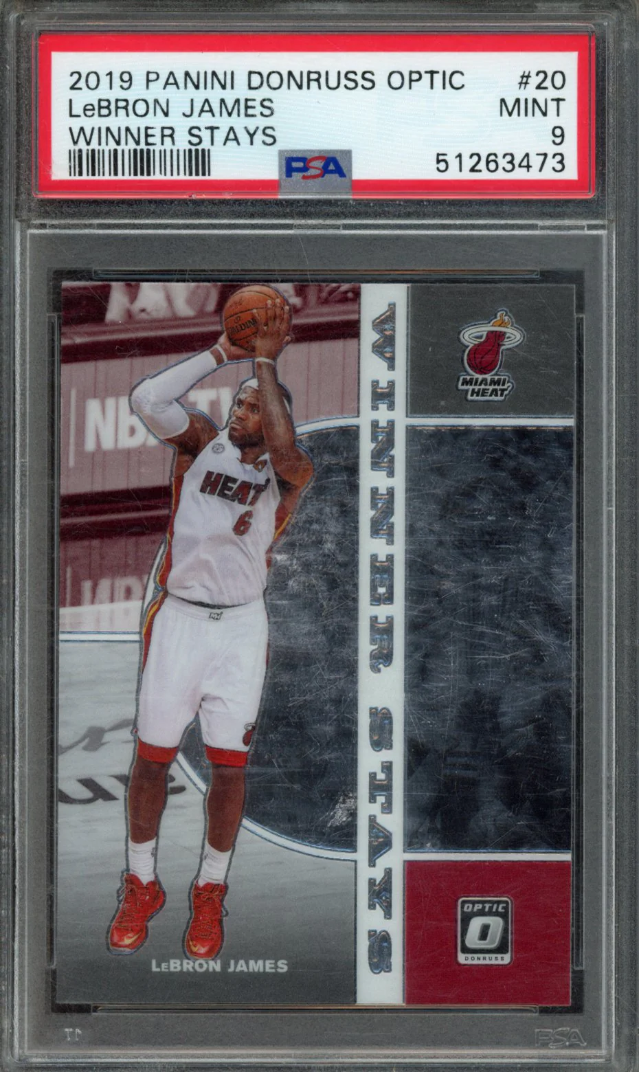 LeBRON JAMES | 2019 PANINI DONRUSS OPTIC WINNER STAYS | PSA MINT 9
