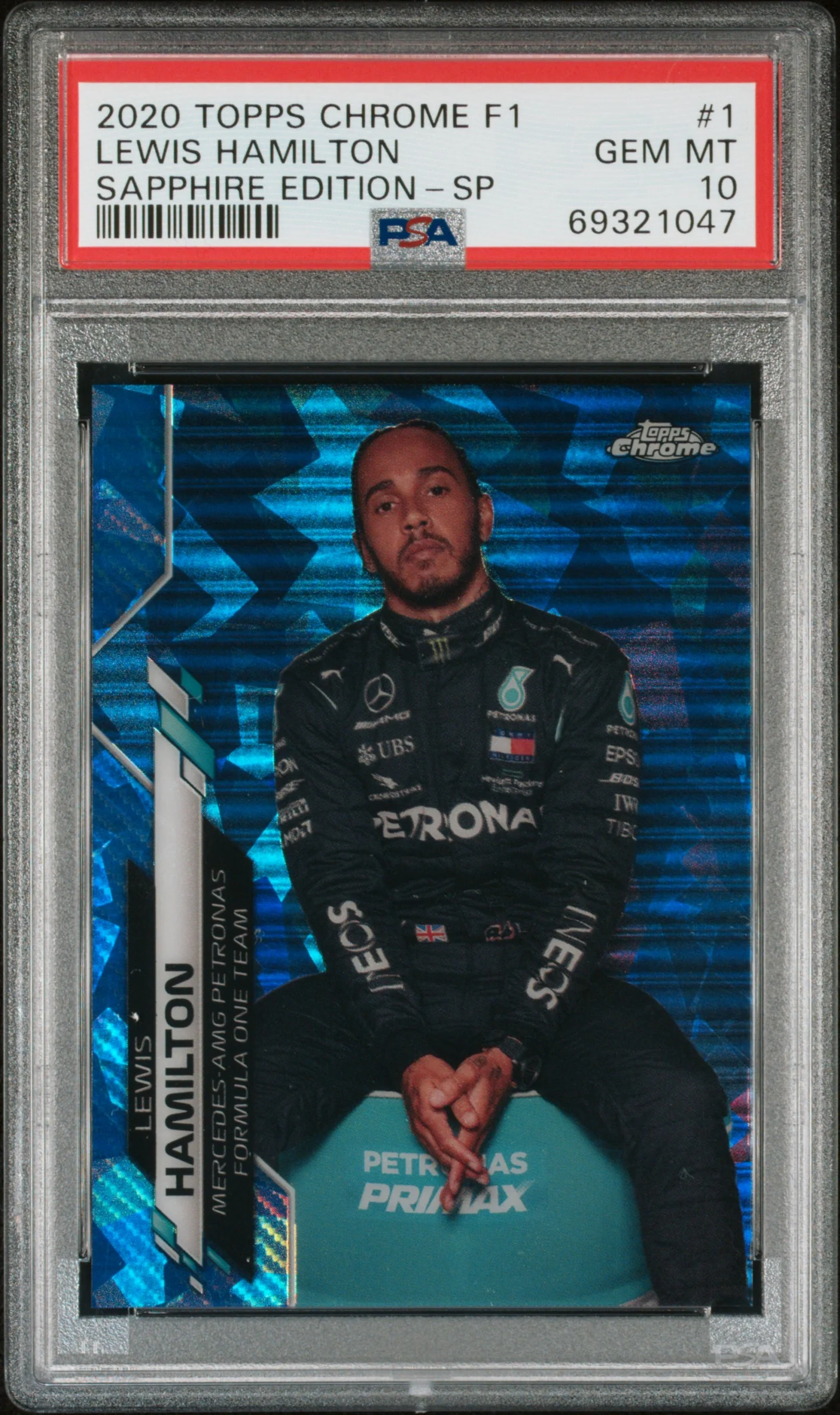LEWIS HAMILTON | 2020 TOPPS CHROME FORMULA 1 SAPPHIRE EDITION 1 | SAPPHIRE EDITION-SP | PSA GEM MT 10