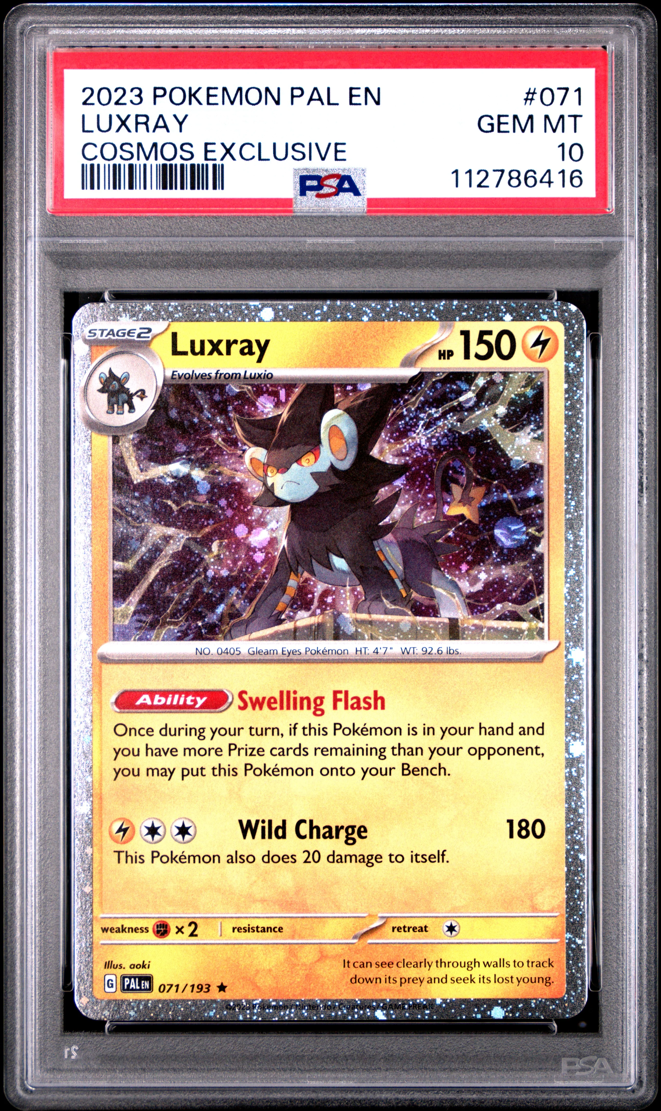 LUXRAY | 2023 POKEMON PAL EN-PALDEA EVOLVED 071 | COSMOS EXCLUSIVE | PSA GEM MT 10