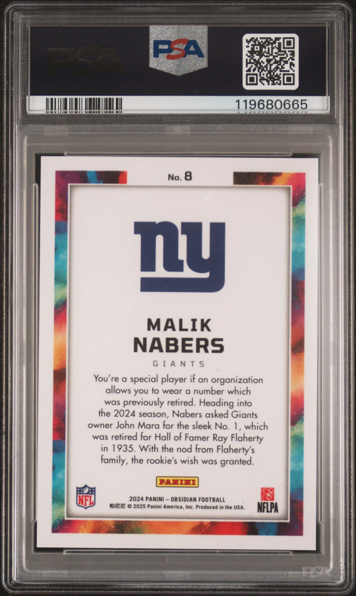 MALIK NABERS | 2024 PANINI OBSIDIAN BLACK COLOR BLAST 8 | PSA GEM MT 10 - Image 2