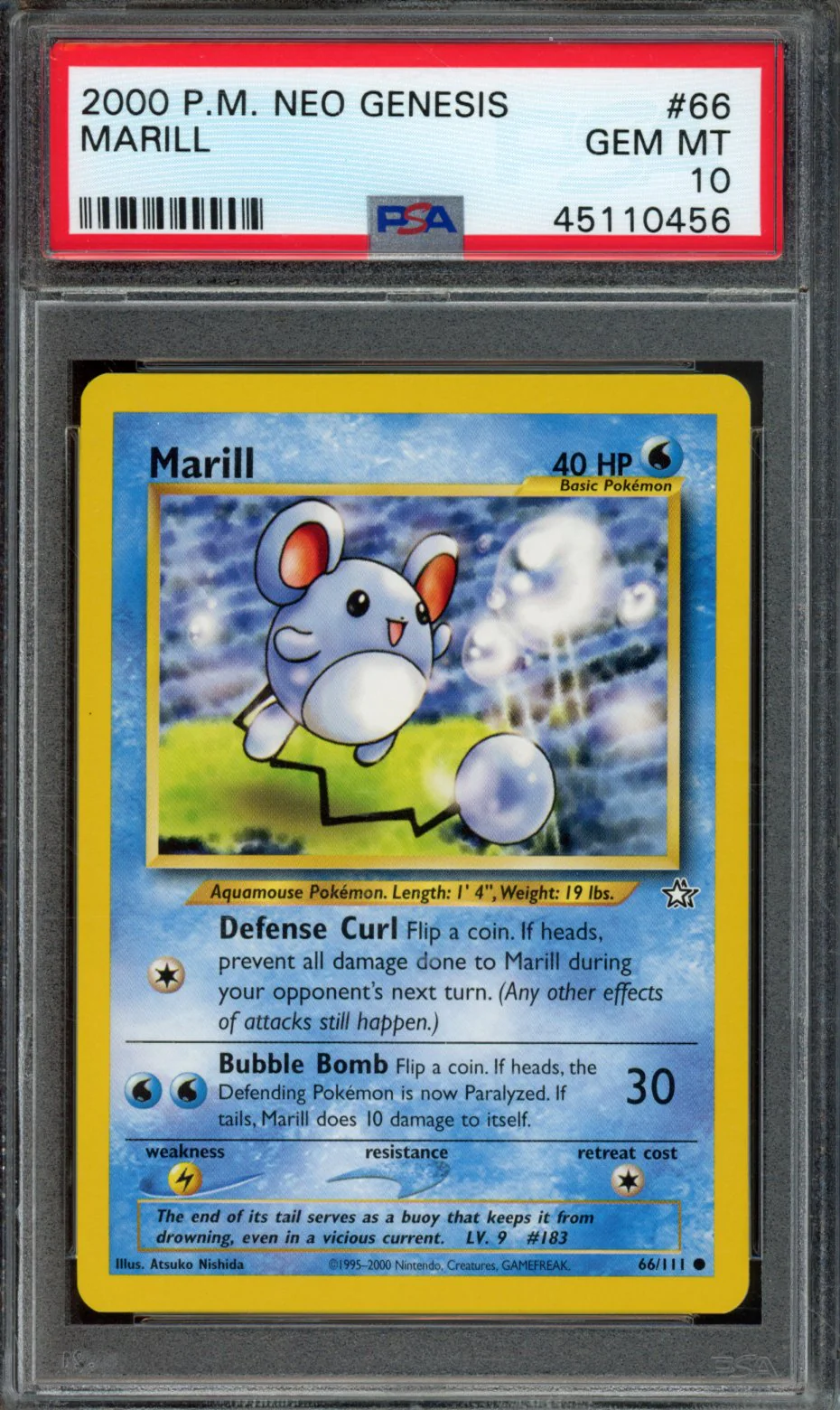 MARILL | 2000 POKEMON NEO GENESIS | PSA GEM MT 10