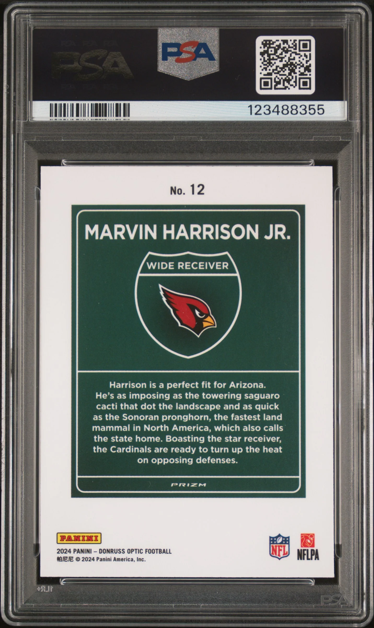 MARVIN HARRISON JR. | 2024 PANINI DONRUSS OPTIC DOWNTOWN! 12 | PSA MINT 9 - Image 2