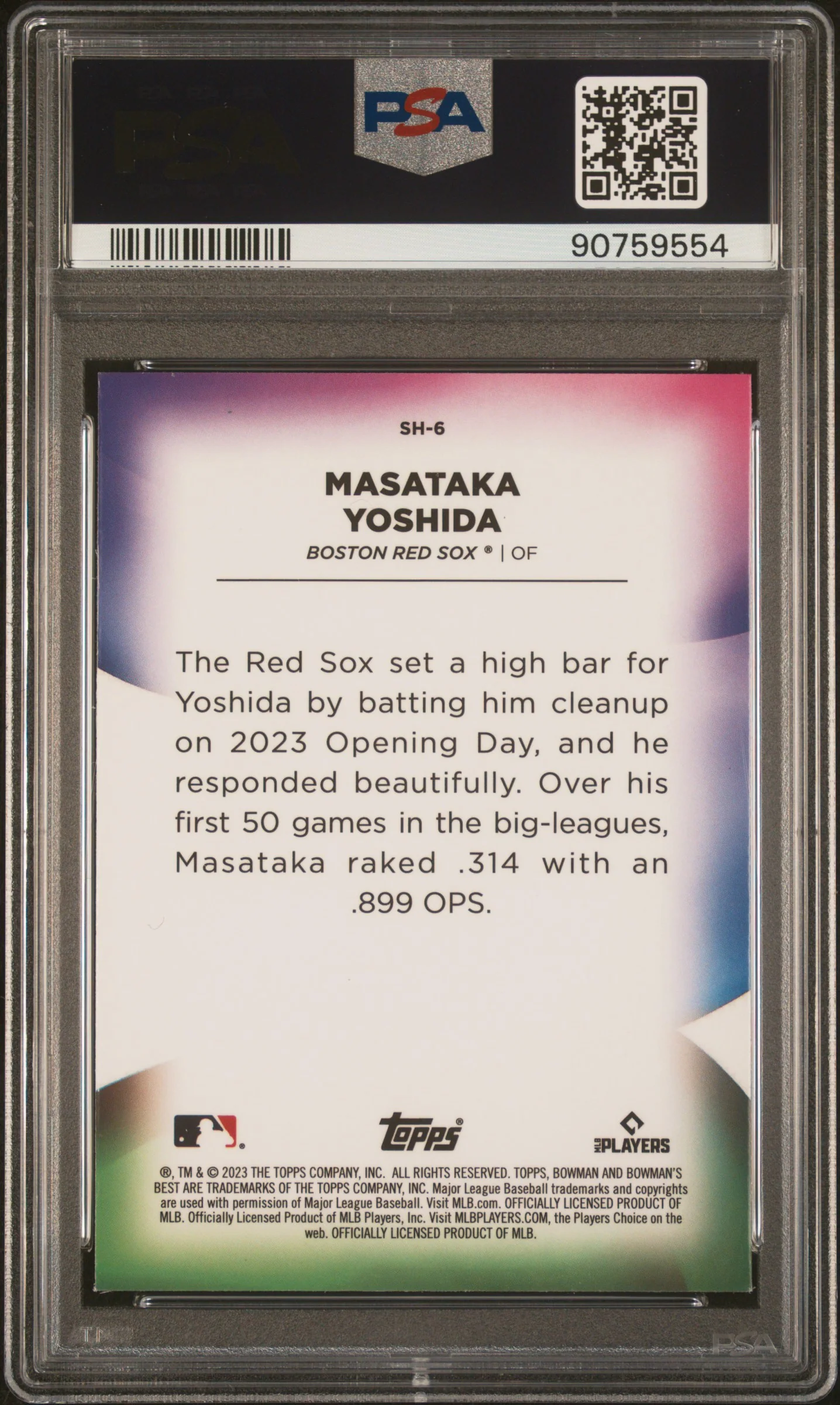 MASATAKA YOSHIDA | 2023 BOWMAN'S BEST SHELLACKED SH6 | PSA GEM MT 10 - Image 2