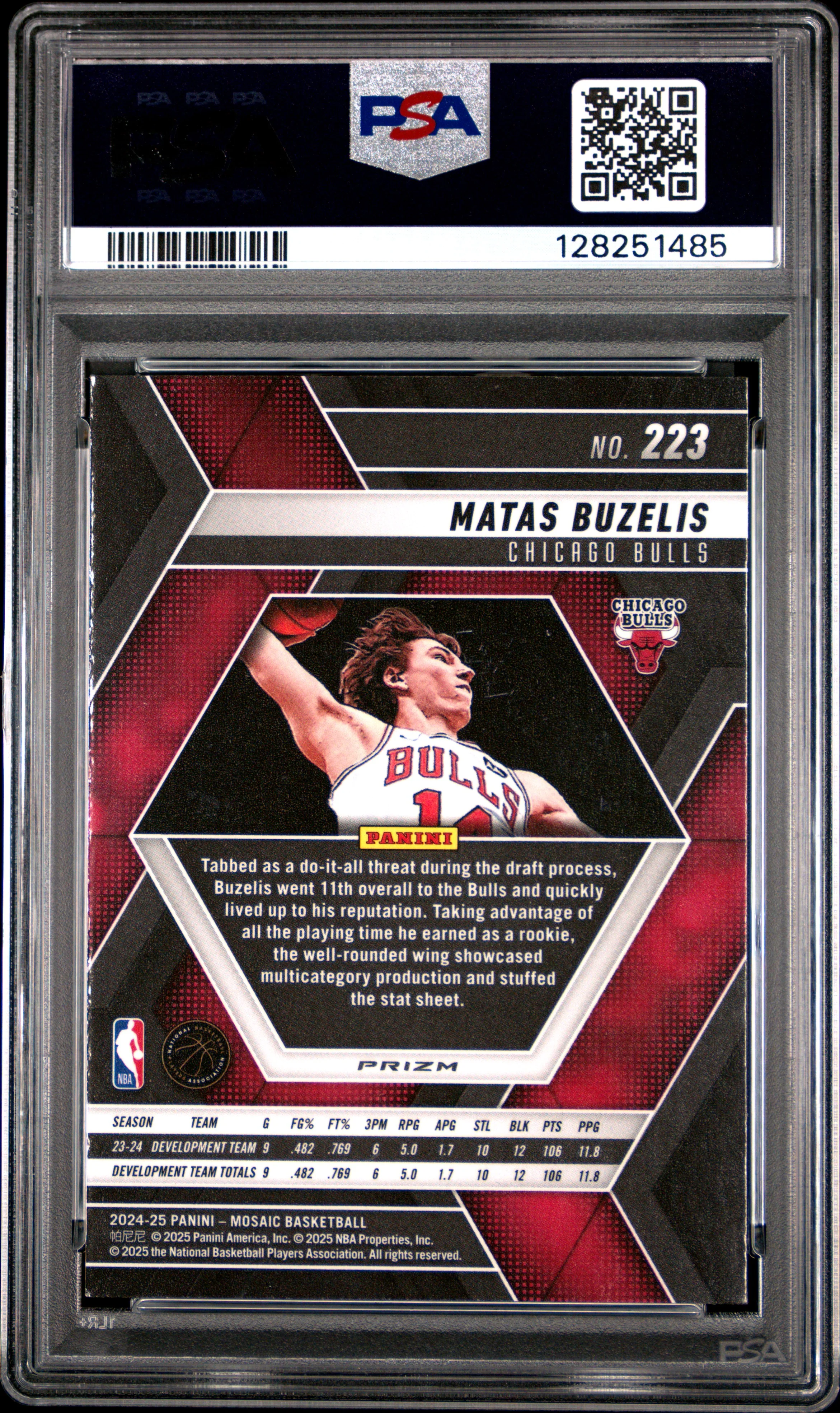 MATAS BUZELIS | 2024 PANINI MOSAIC 223 | SILVER FAST BREAK | PSA MINT 9 - Image 2