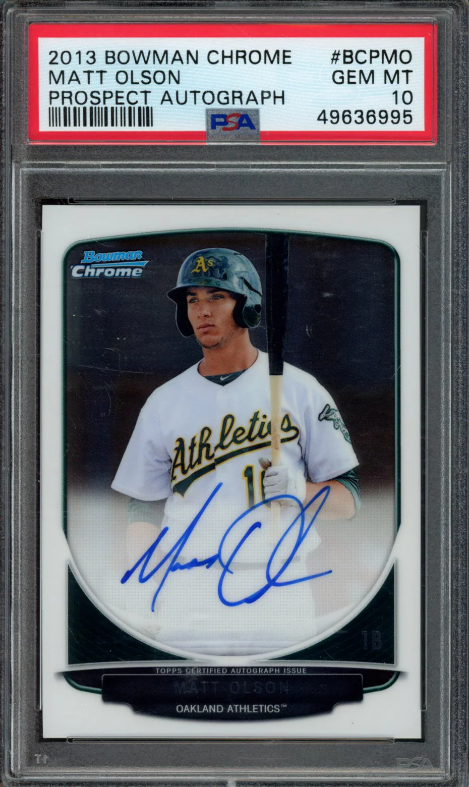 MATT OLSON | 2013 BOWMAN CHROME PROSPECT AUTOGRAPH | PSA GEM MT 10