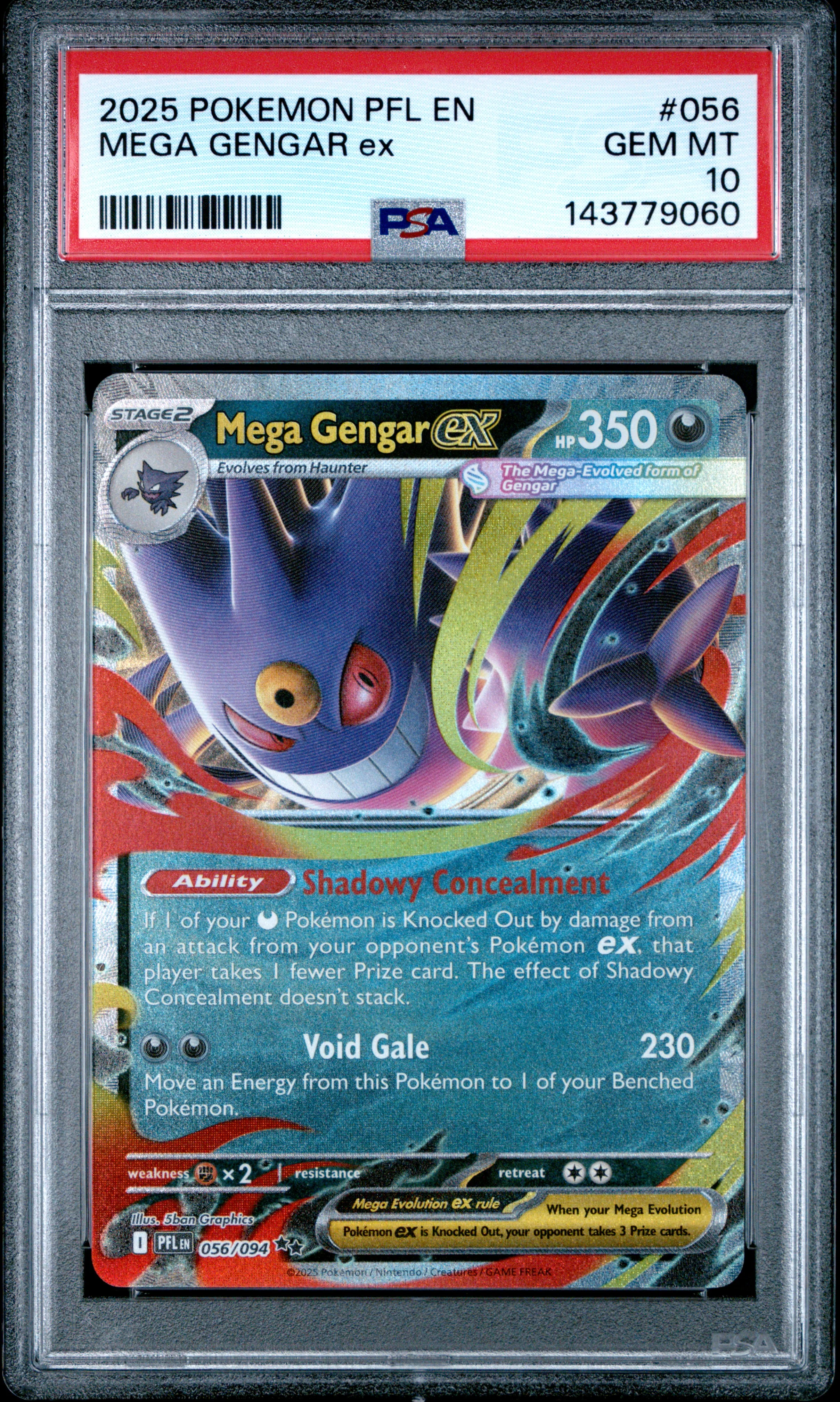 MEGA GENGAR ex | 2025 POKEMON PFL EN-PHANTASMAL FLAMES 056 | PSA GEM MT 10