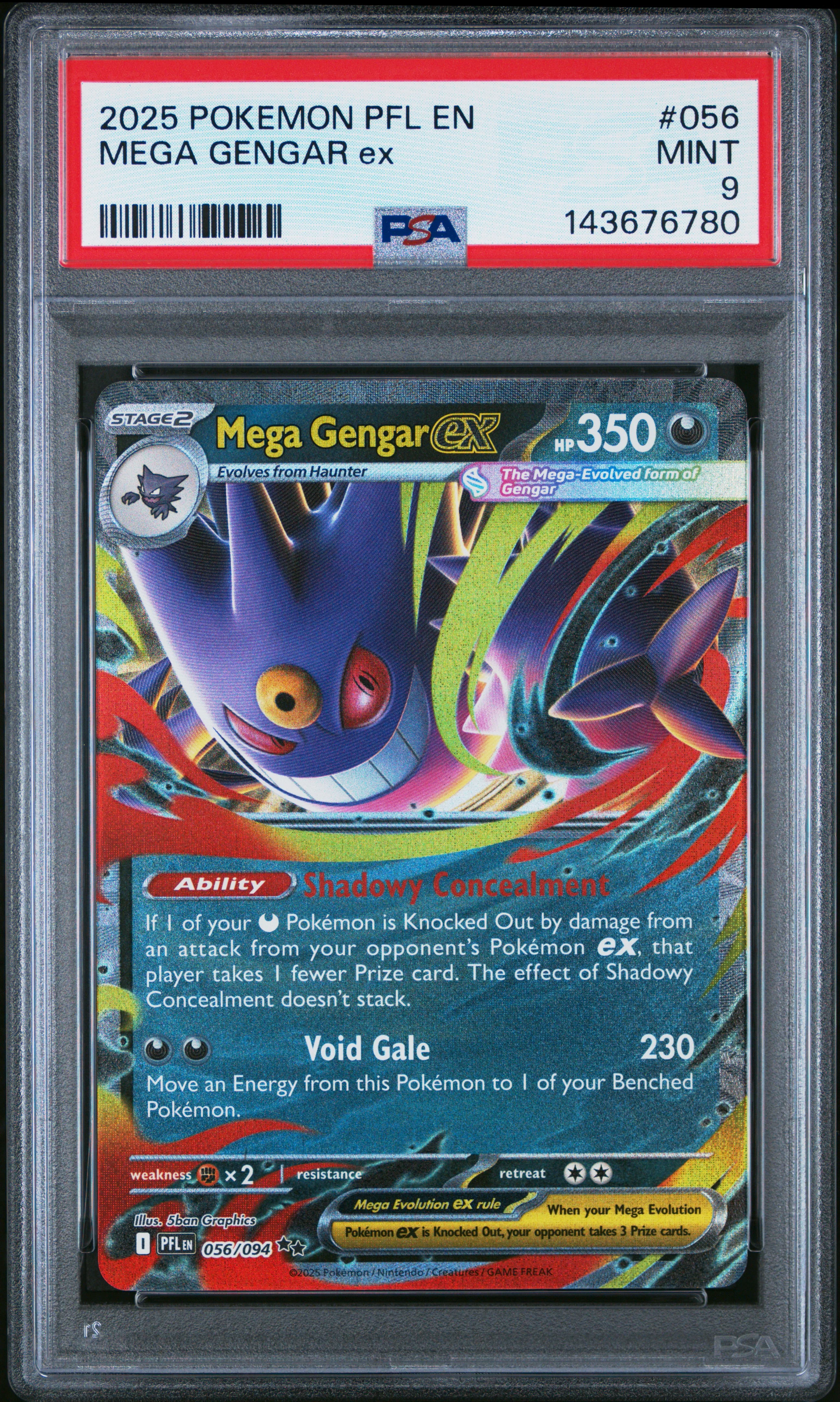 MEGA GENGAR ex | 2025 POKEMON PFL EN-PHANTASMAL FLAMES 056 | PSA MINT 9