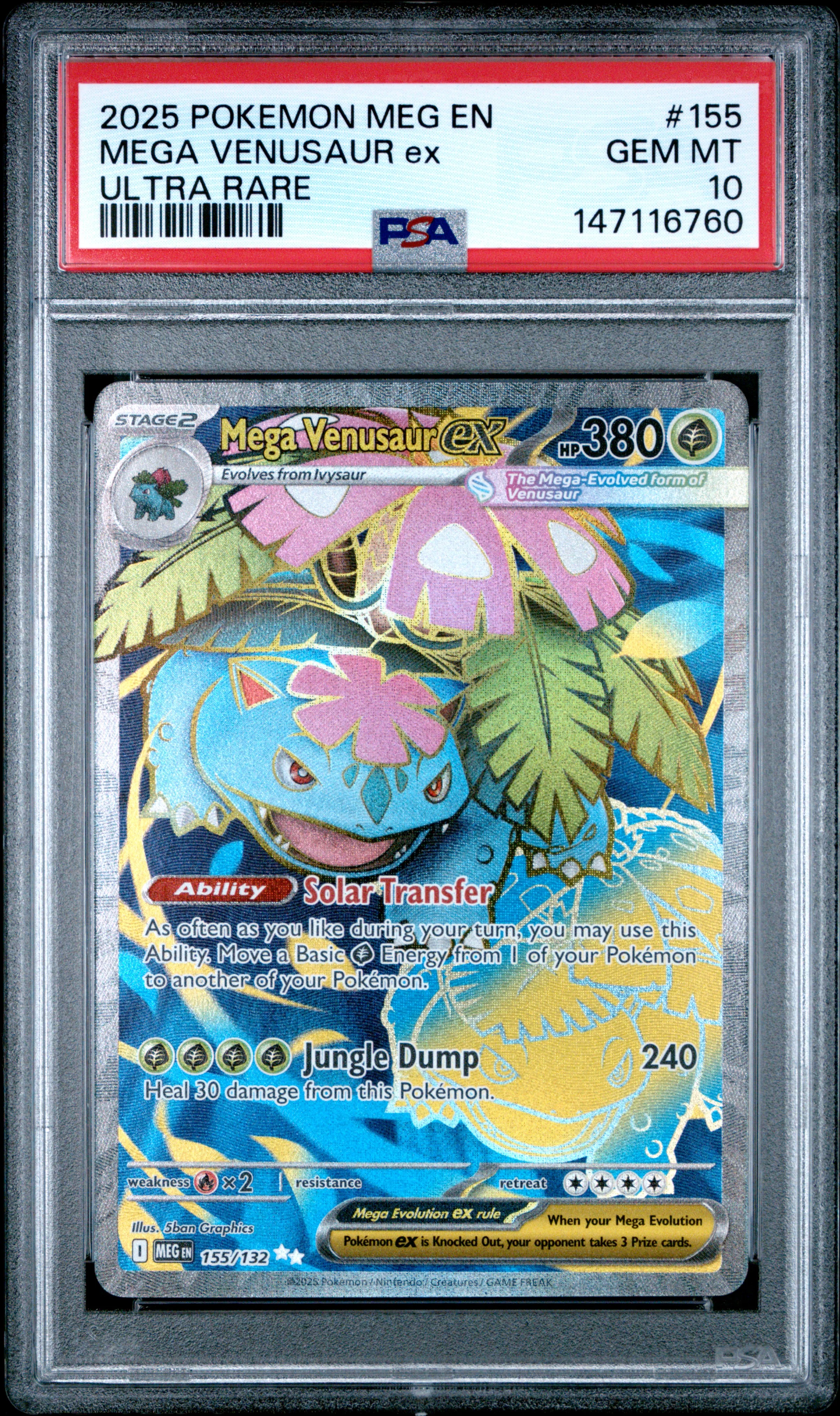 MEGA VENUSAUR ex | 2025 POKEMON MEG EN-MEGA EVOLUTION 155 | ULTRA RARE | PSA GEM MT 10