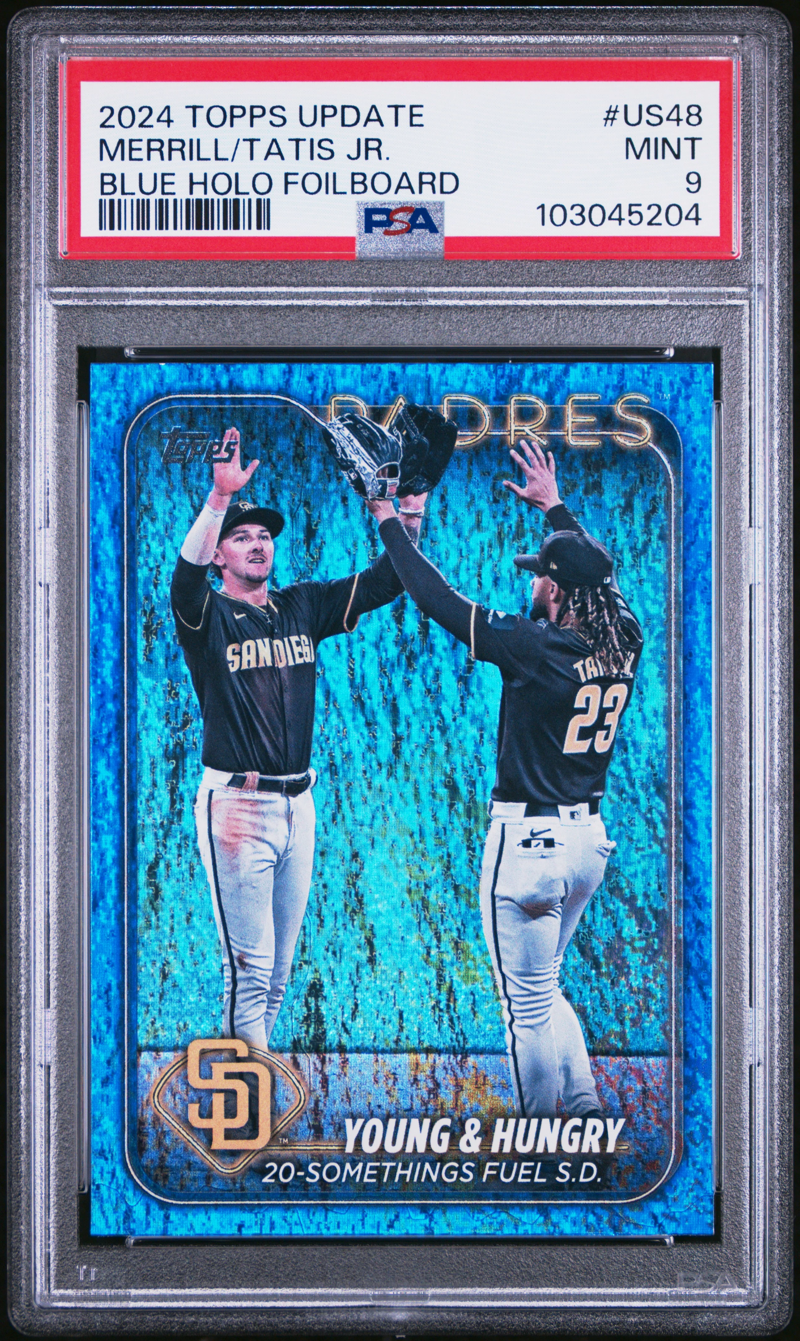 MERRILL/TATIS JR. | 2024 TOPPS UPDATE US48 | BLUE HOLO FOILBOARD | PSA MINT 9