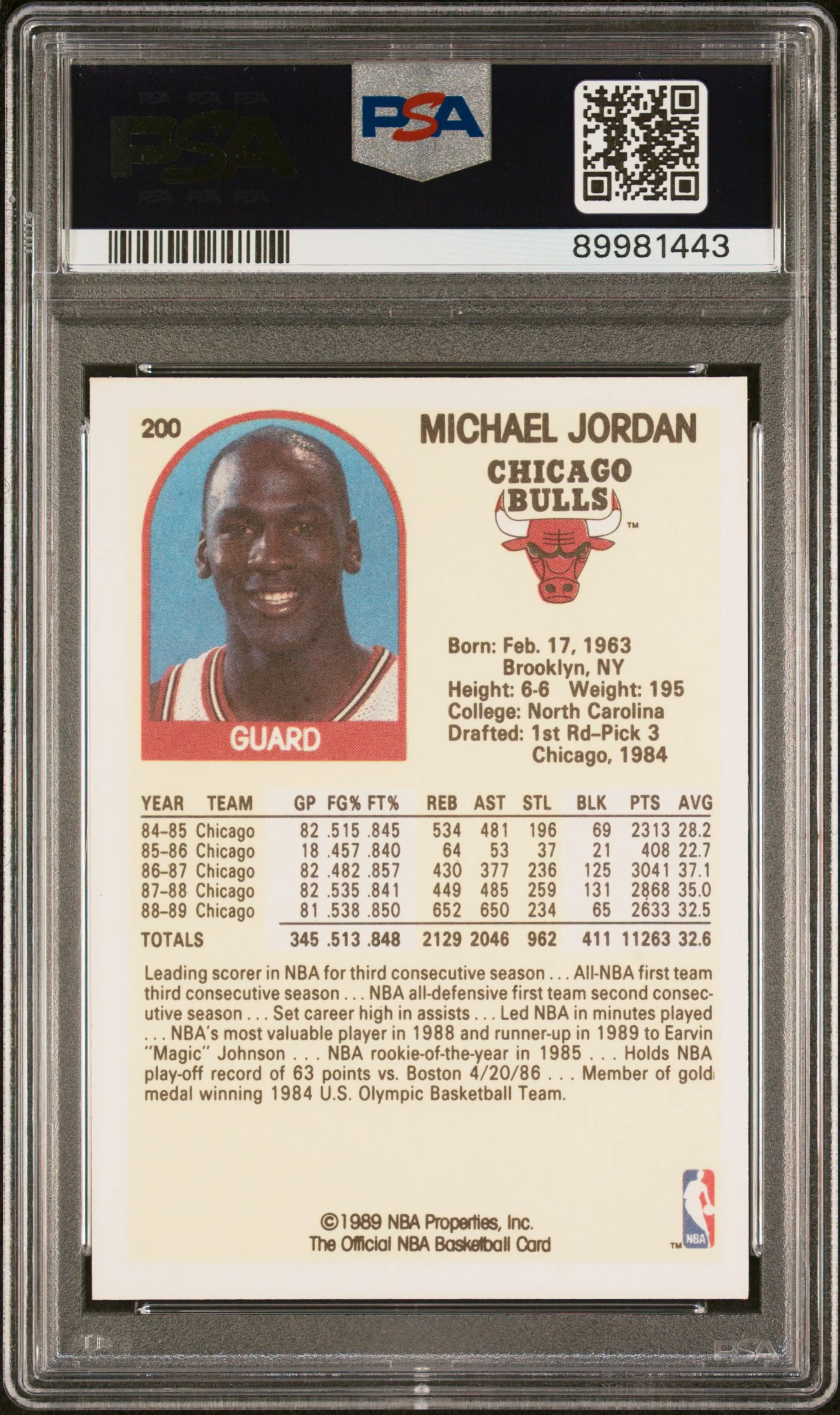 MICHAEL JORDAN | 1989 HOOPS 200 | PSA NM-MT 8 - Image 2