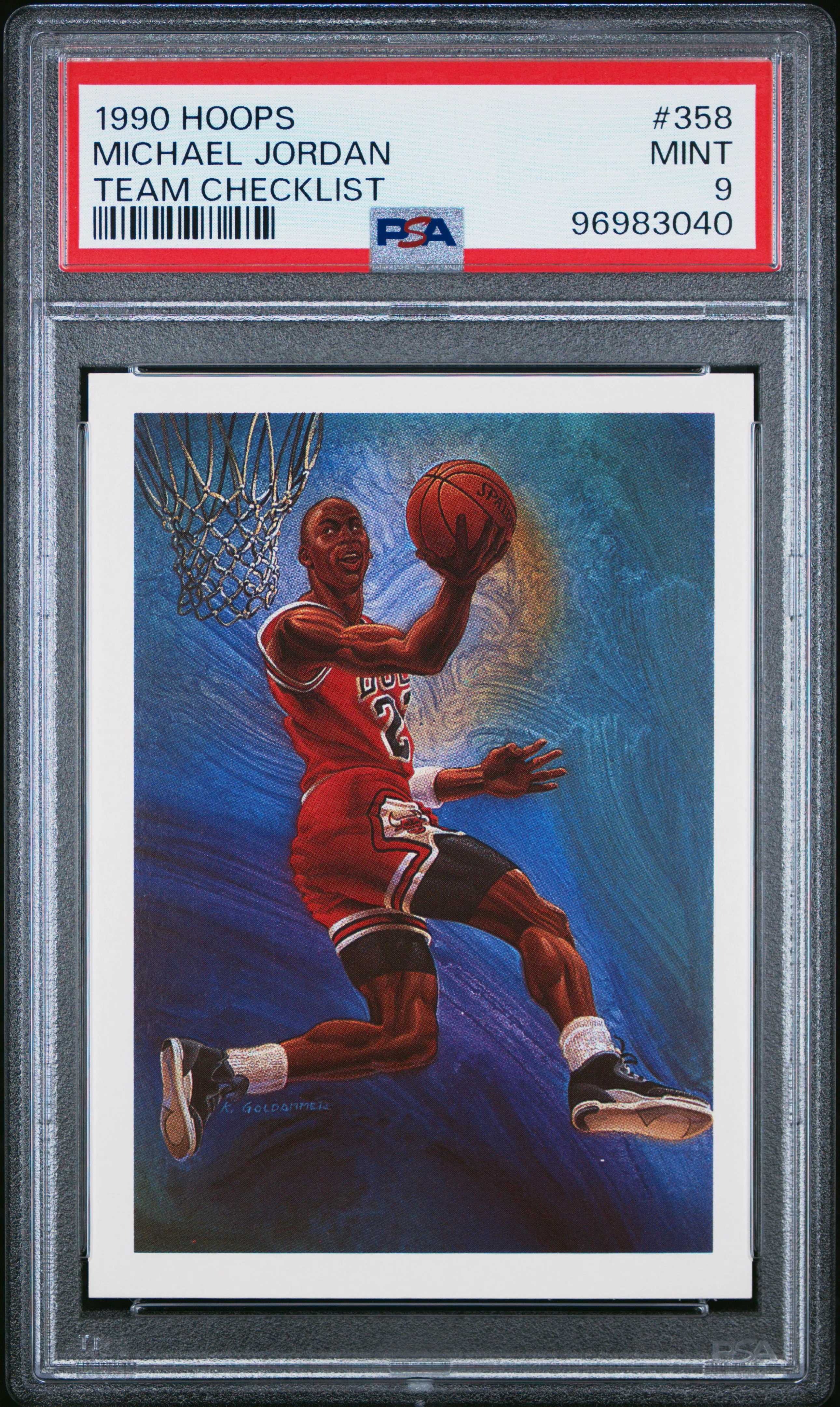 MICHAEL JORDAN | 1990 HOOPS 358 | TEAM CHECKLIST | PSA MINT 9