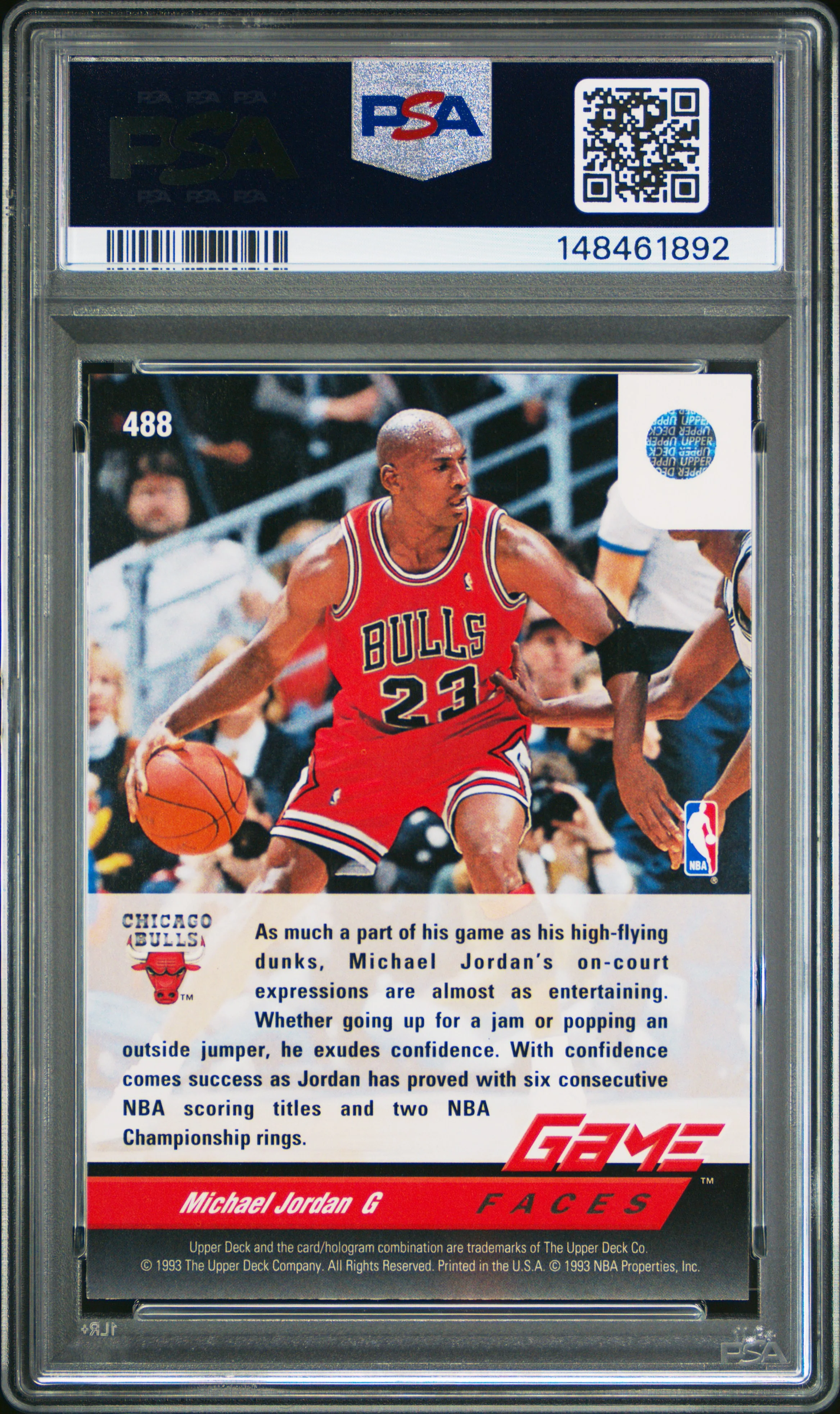 MICHAEL JORDAN | 1992 UPPER DECK 488 | PSA GEM MT 10 - Image 2