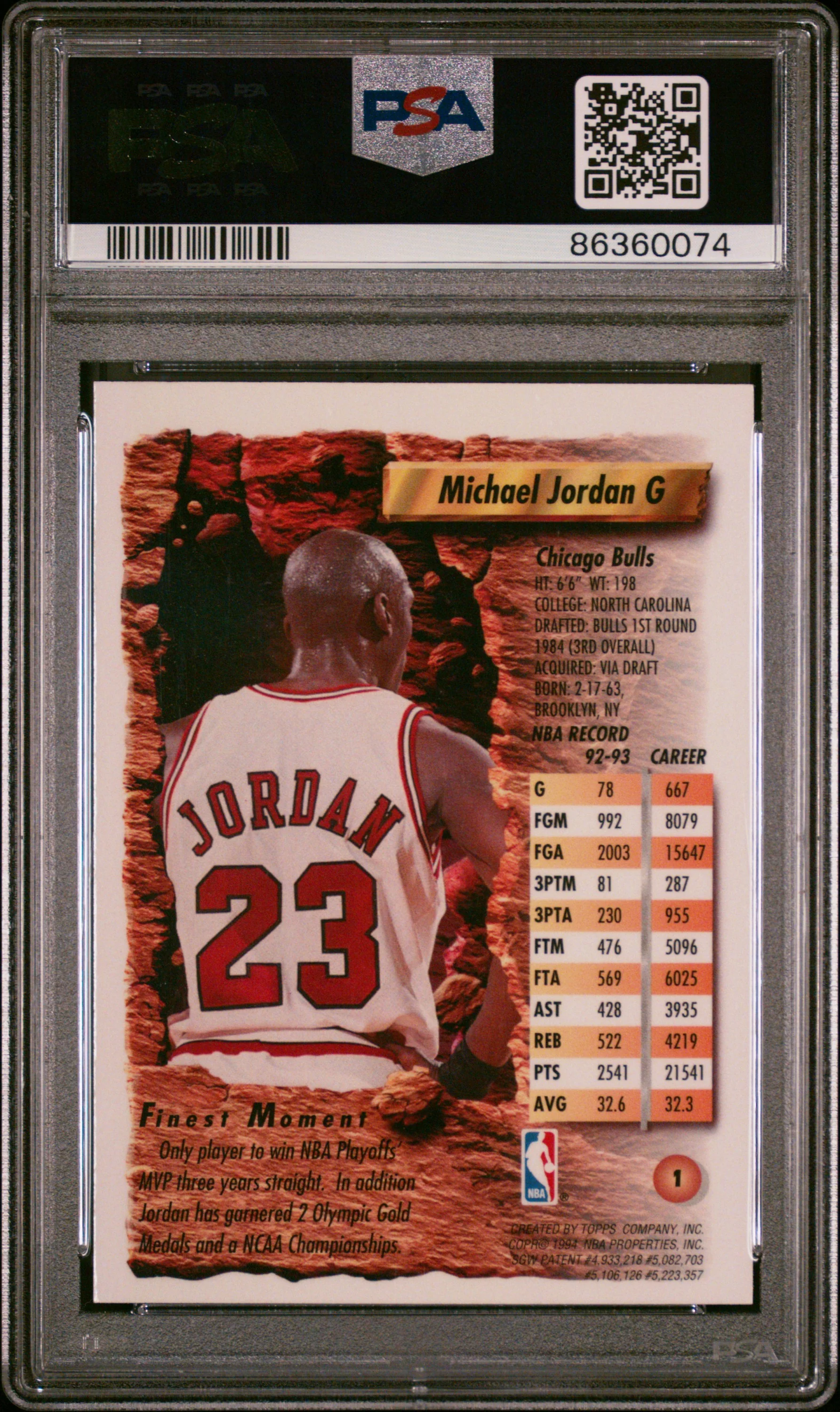 MICHAEL JORDAN | 1993 FINEST 1 | PSA NM-MT 8 - Image 2