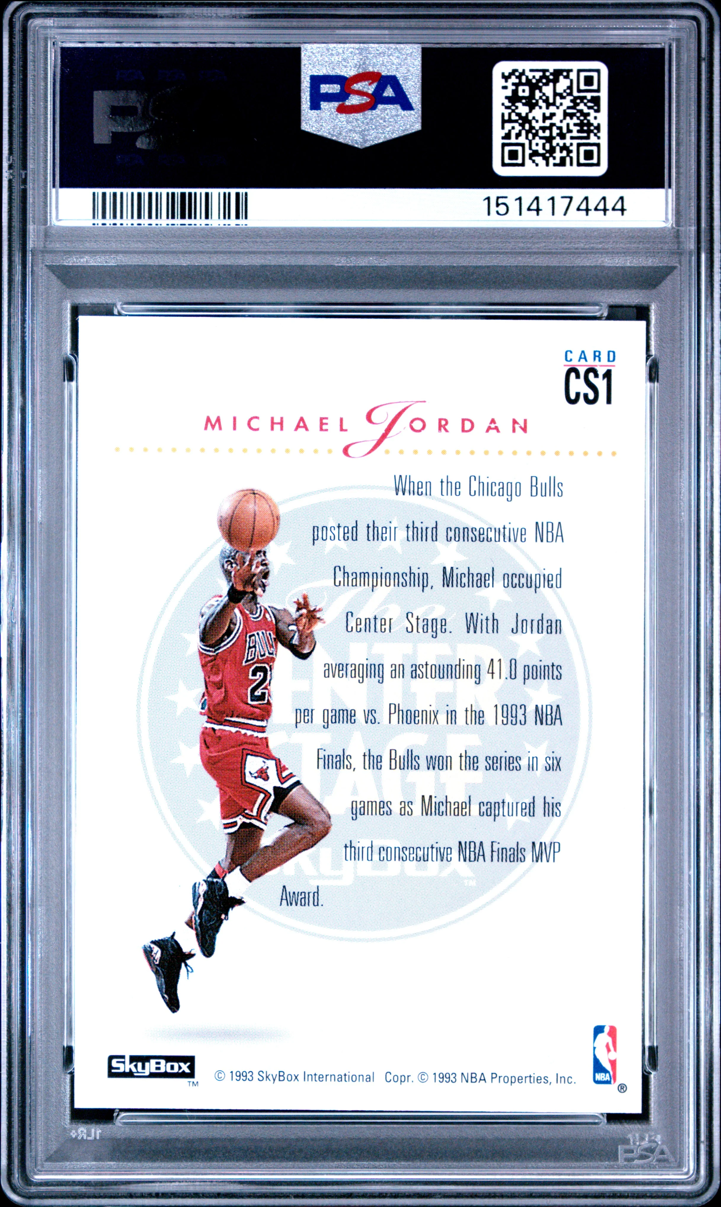 MICHAEL JORDAN | 1993 SKYBOX PREMIUM CENTER STAGE CS1 | CENTER STAGE | PSA EX-MT 6 - Image 2