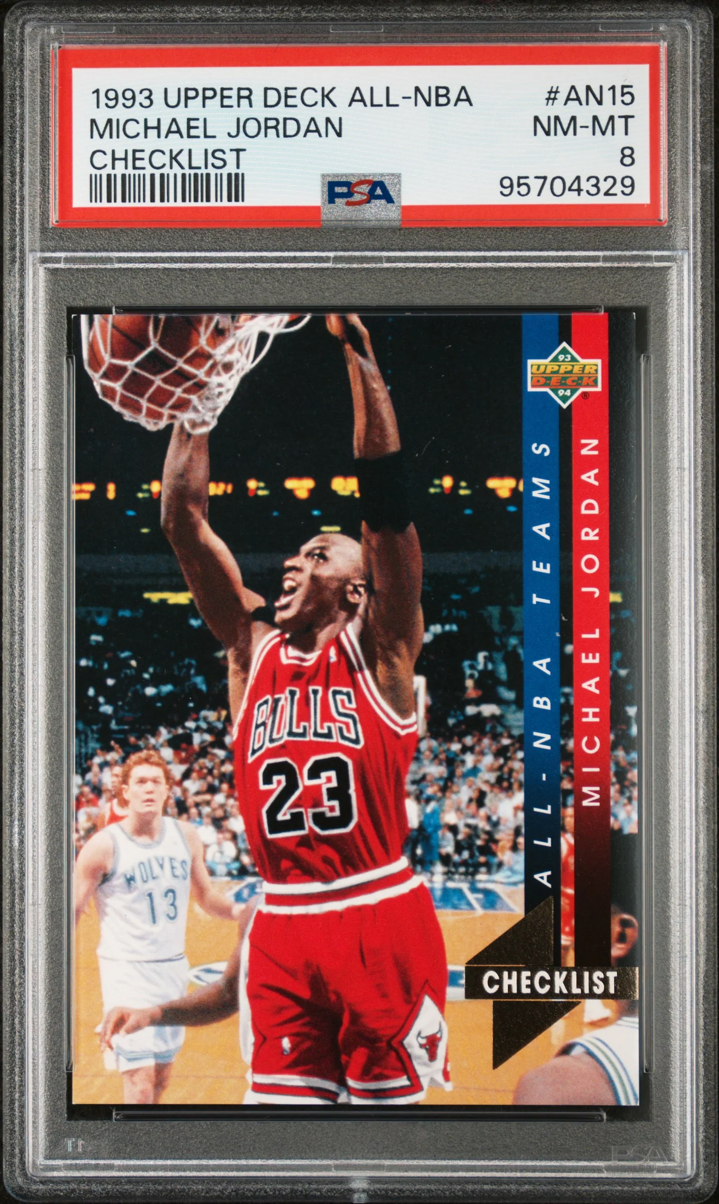MICHAEL JORDAN | 1993 UPPER DECK ALL-NBA AN15 | CHECKLIST | PSA NM-MT 8