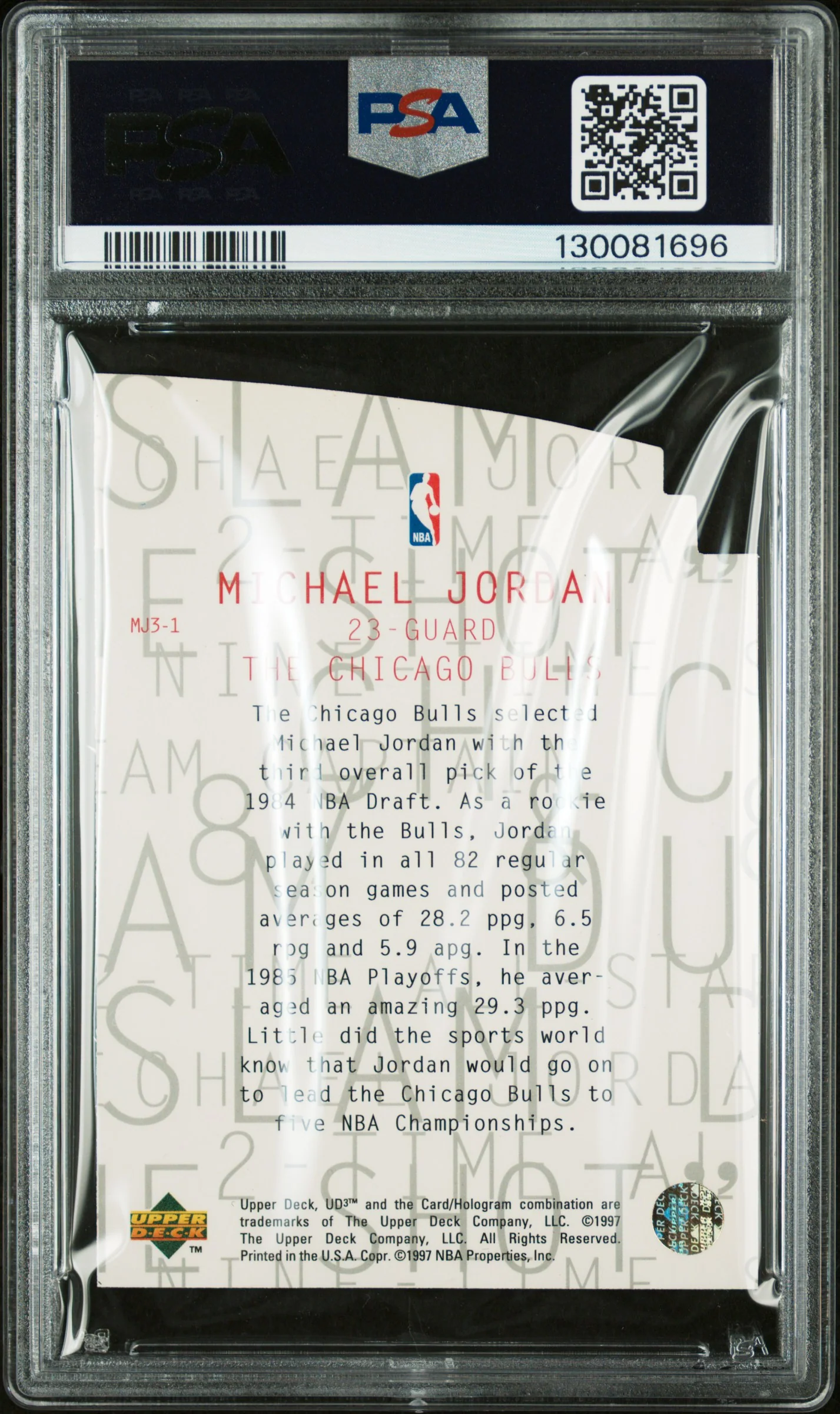 MICHAEL JORDAN | 1997 UD3 MJ3 MJ3-1 | PSA MINT 9 - Image 2