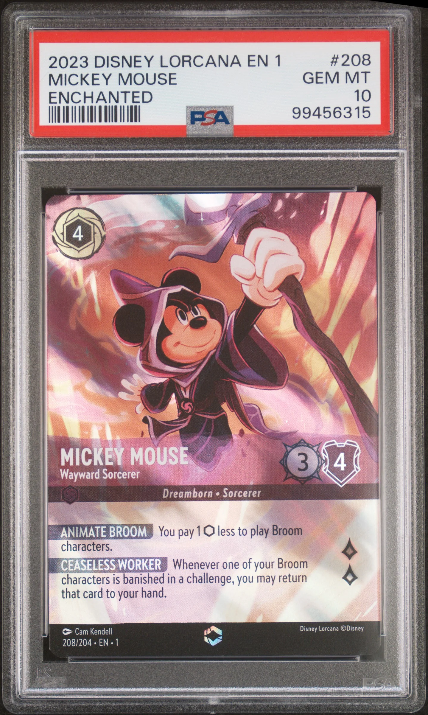 MICKEY MOUSE | 2023 DISNEY LORCANA EN 1-THE FIRST CHAPTER 208 | ENCHANTED | PSA GEM MT 10