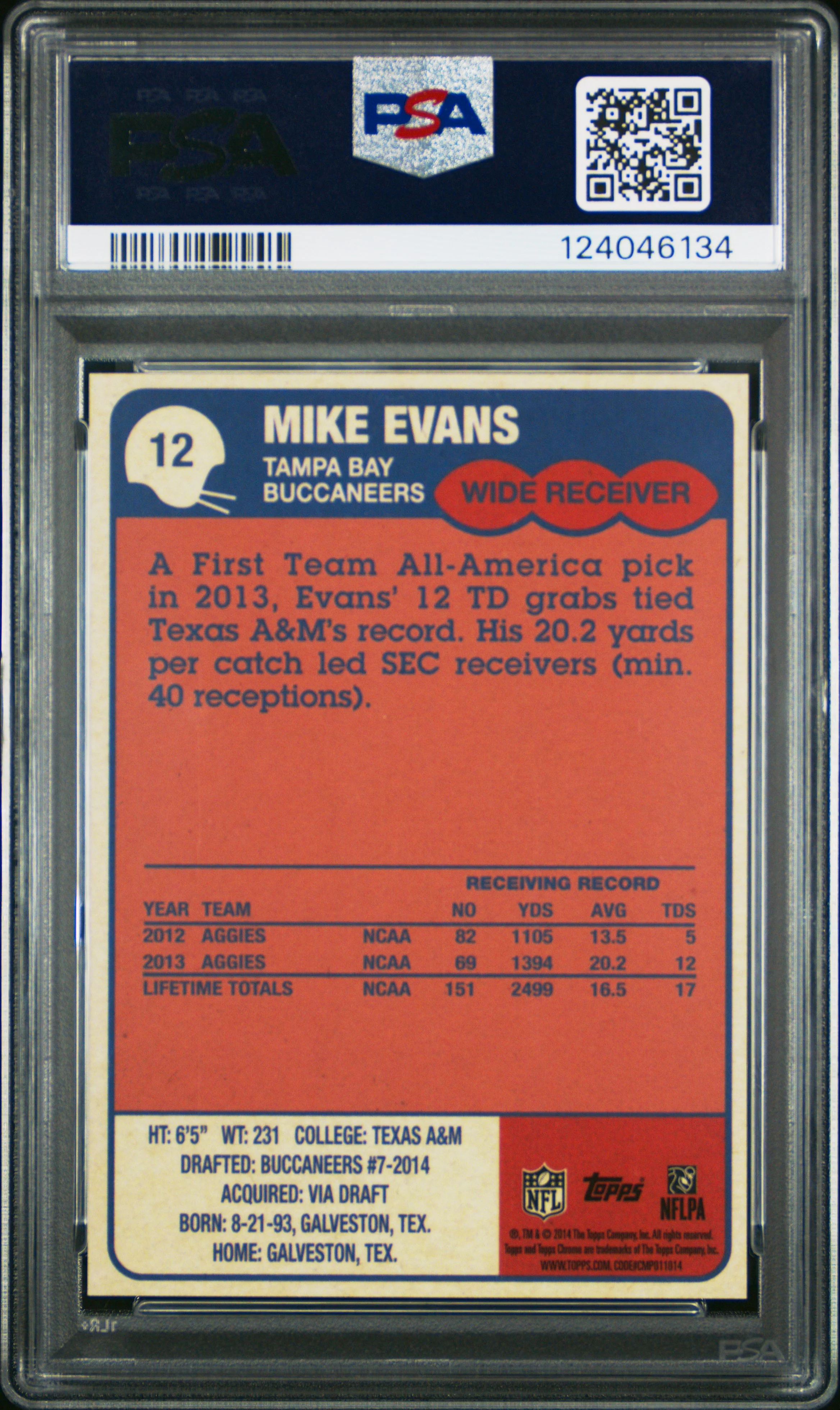 MIKE EVANS | 2014 TOPPS CHROME TOPPS 1985 12 | TOPPS 1985-GOLD REFRACTOR | PSA NM-MT 8 - Image 2