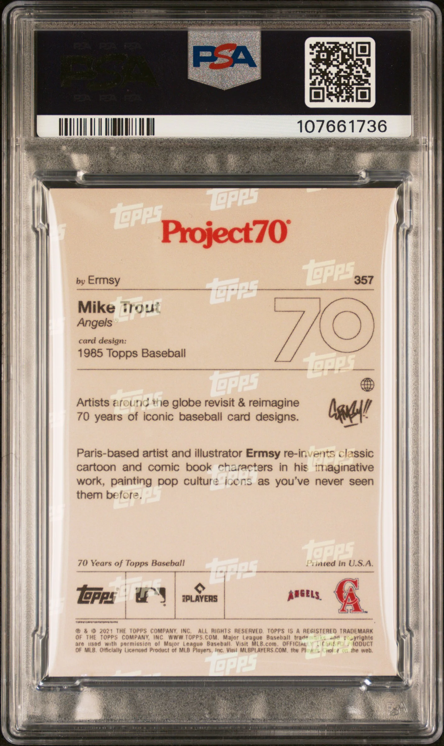 MIKE TROUT | 2021 TOPPS PROJECT70 357 | PSA MINT 9 - Image 2