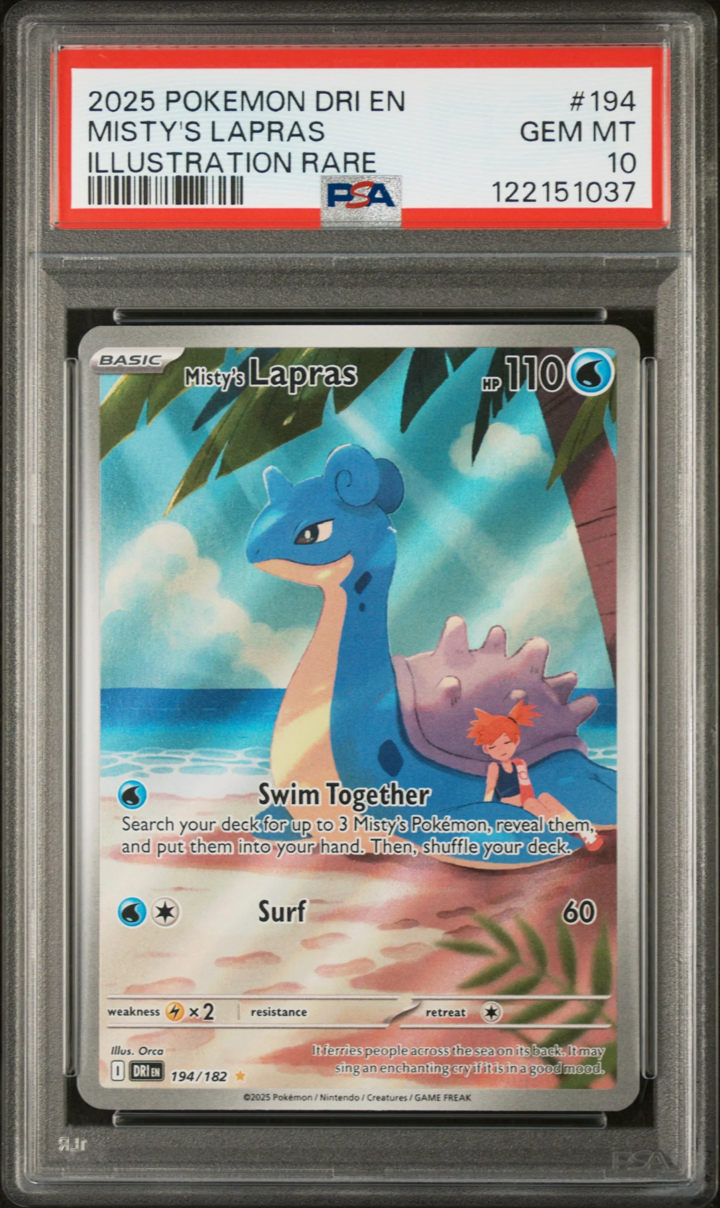 MISTY'S LAPRAS | 2025 POKEMON DRI EN-DESTINED RIVALS 194 | ILLUSTRATION RARE | PSA GEM MT 10