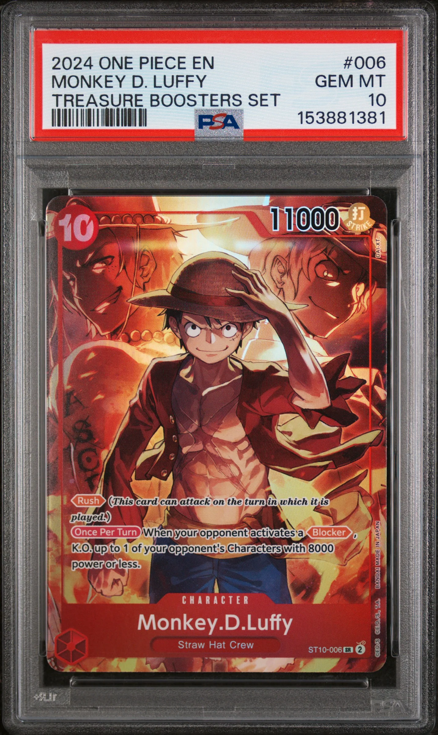MONKEY D. LUFFY | 2024 ONE PIECE PROMOS 006 | TREASURE BOOSTERS SET | PSA GEM MT 10