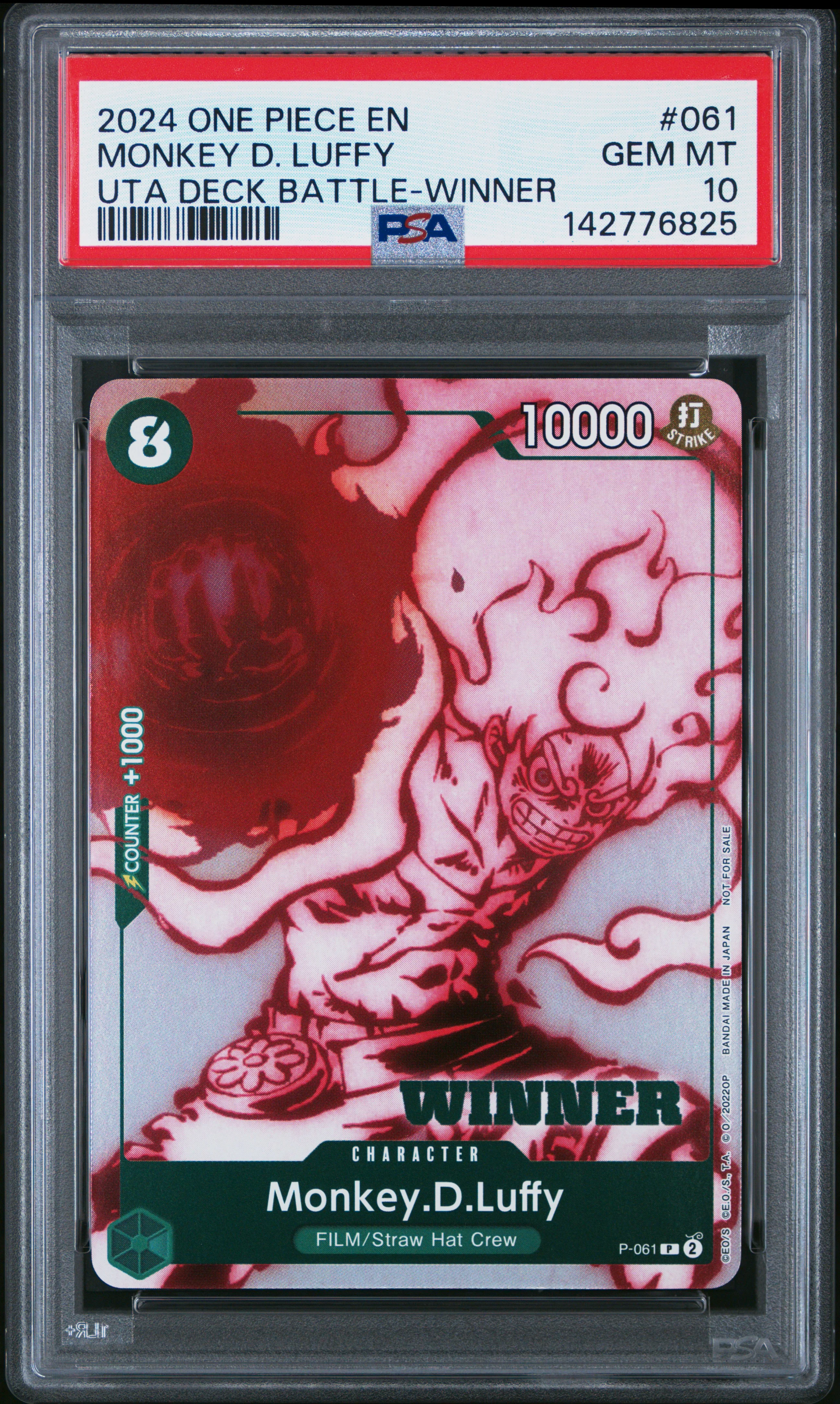 MONKEY D. LUFFY | 2024 ONE PIECE PROMOS 061 | UTA DECK BATTLE-WINNER | PSA GEM MT 10