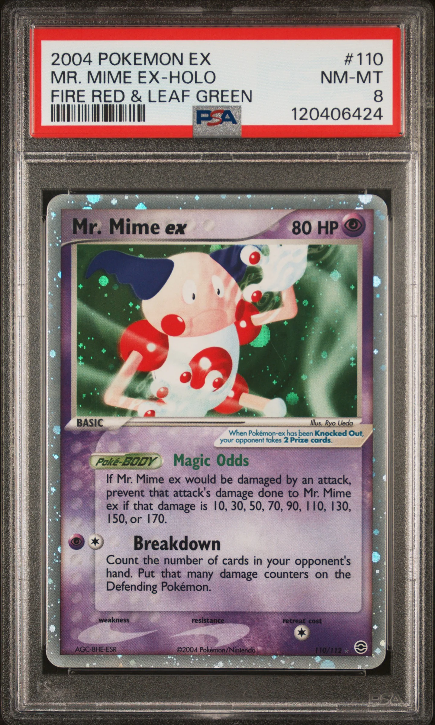MR. MIME EX-HOLO | 2004 POKEMON EX FIRE RED & LEAF GREEN 110 | FIRE RED & LEAF GREEN | PSA NM-MT 8