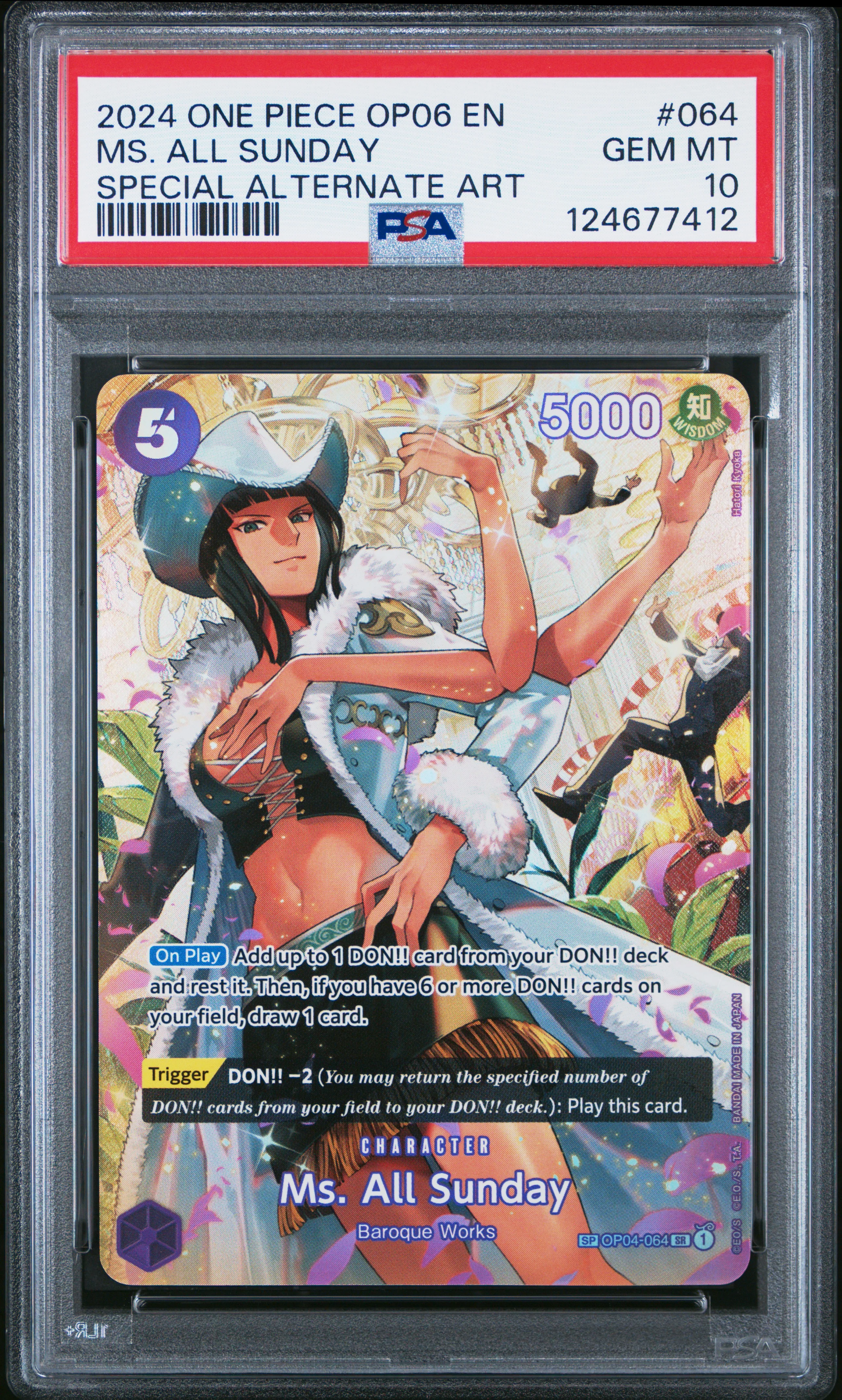 MS. ALL SUNDAY | 2024 ONE PIECE OP06-WINGS OF THE CAPTAIN 064 | SPECIAL ALTERNATE ART | PSA GEM MT 10