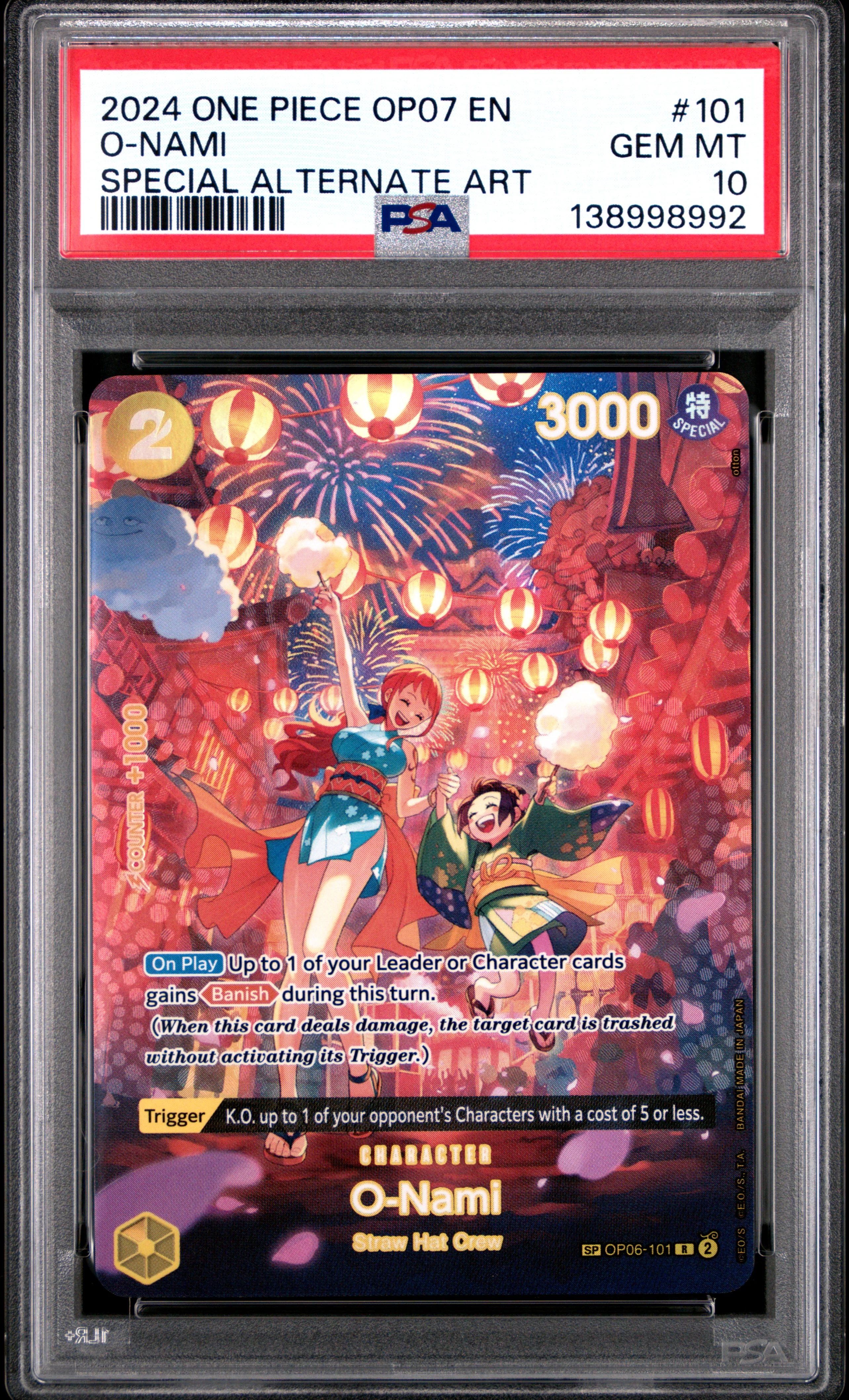 O-NAMI | 2024 ONE PIECE OP07-500 YEARS IN THE FUTURE 101 | SPECIAL ALTERNATE ART | PSA GEM MT 10