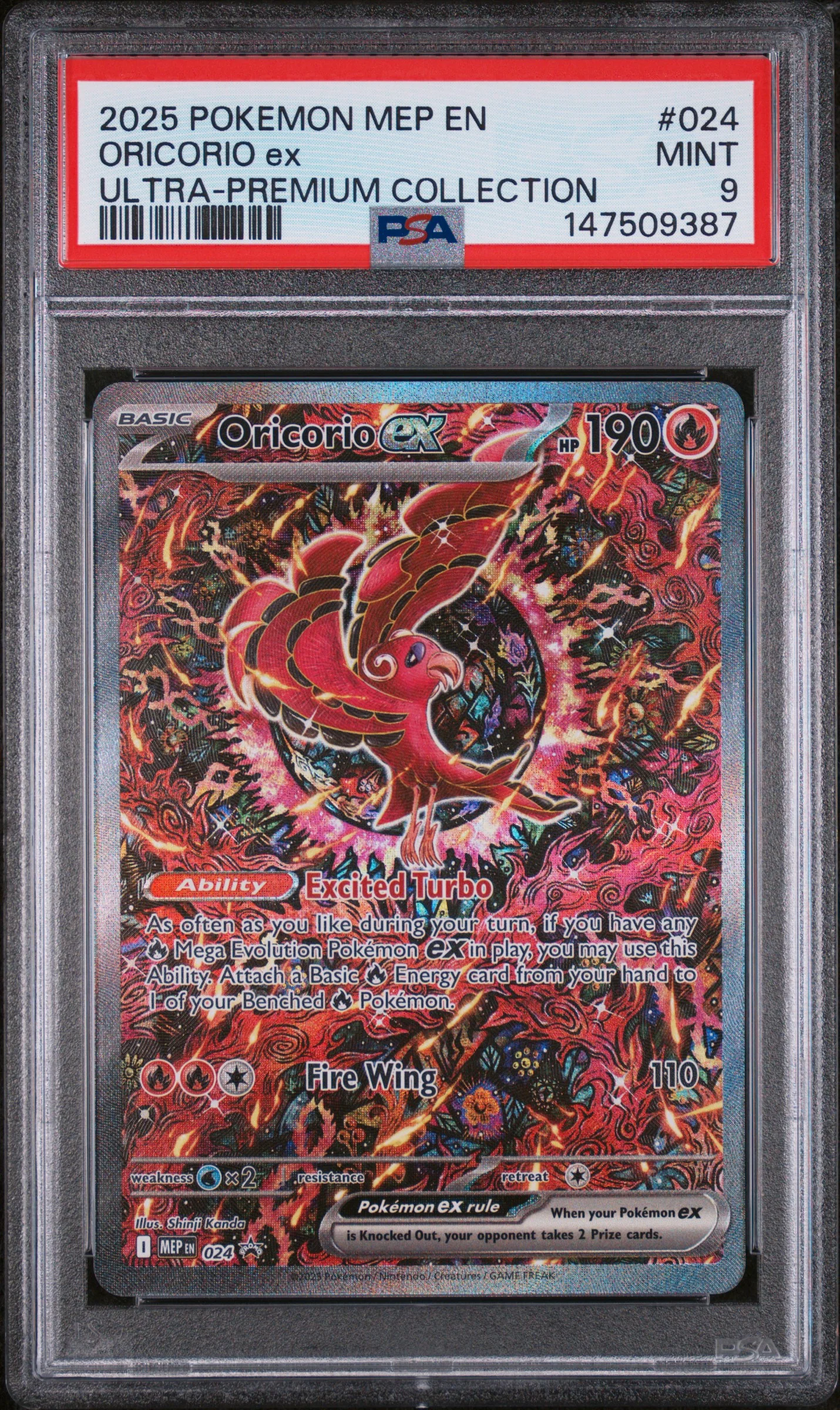 ORICORIO ex | 2025 POKEMON MEP EN-ME BLACK STAR PROMO 024 | ULTRA-PREMIUM COLLECTION | PSA MINT 9