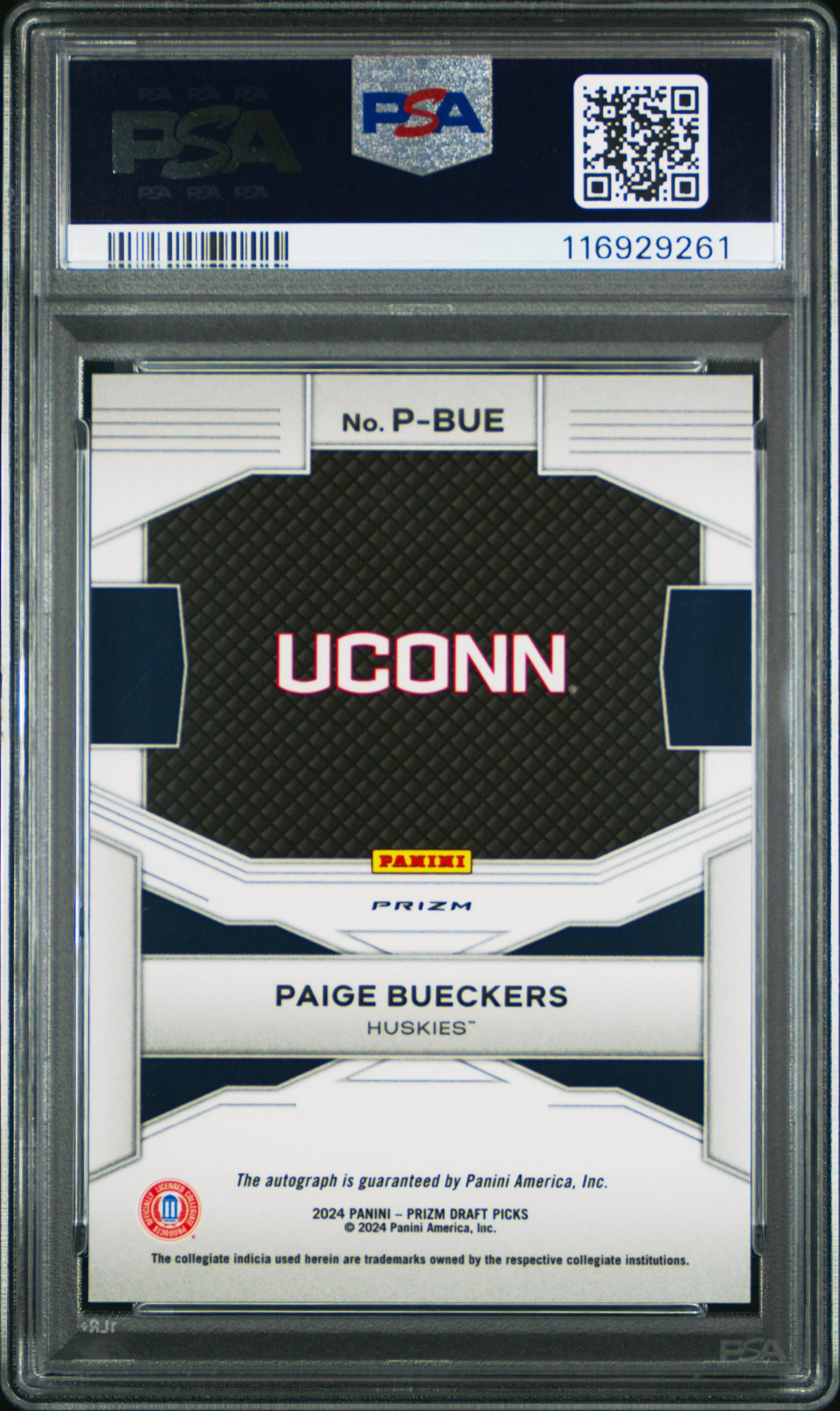 PAIGE BUECKERS | 2024 PANINI PRIZM DRAFT PICKS PENMANSHIP PBUE | PENMANSHIP-HYPER PRIZM | PSA NM-MT 8 - Image 2