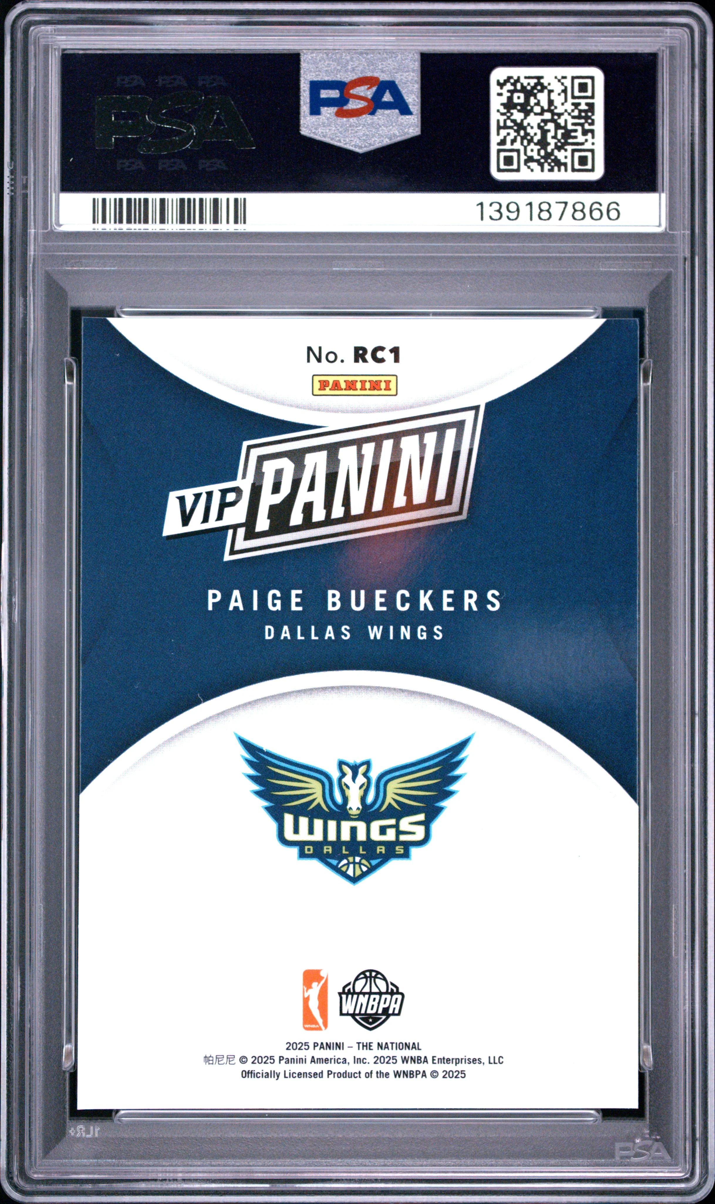 PAIGE BUECKERS | 2025 PANINI NATIONAL SPORTS COLLECTORS CONVENTION VIP GOLD RC1 | PSA GEM MT 10 - Image 2